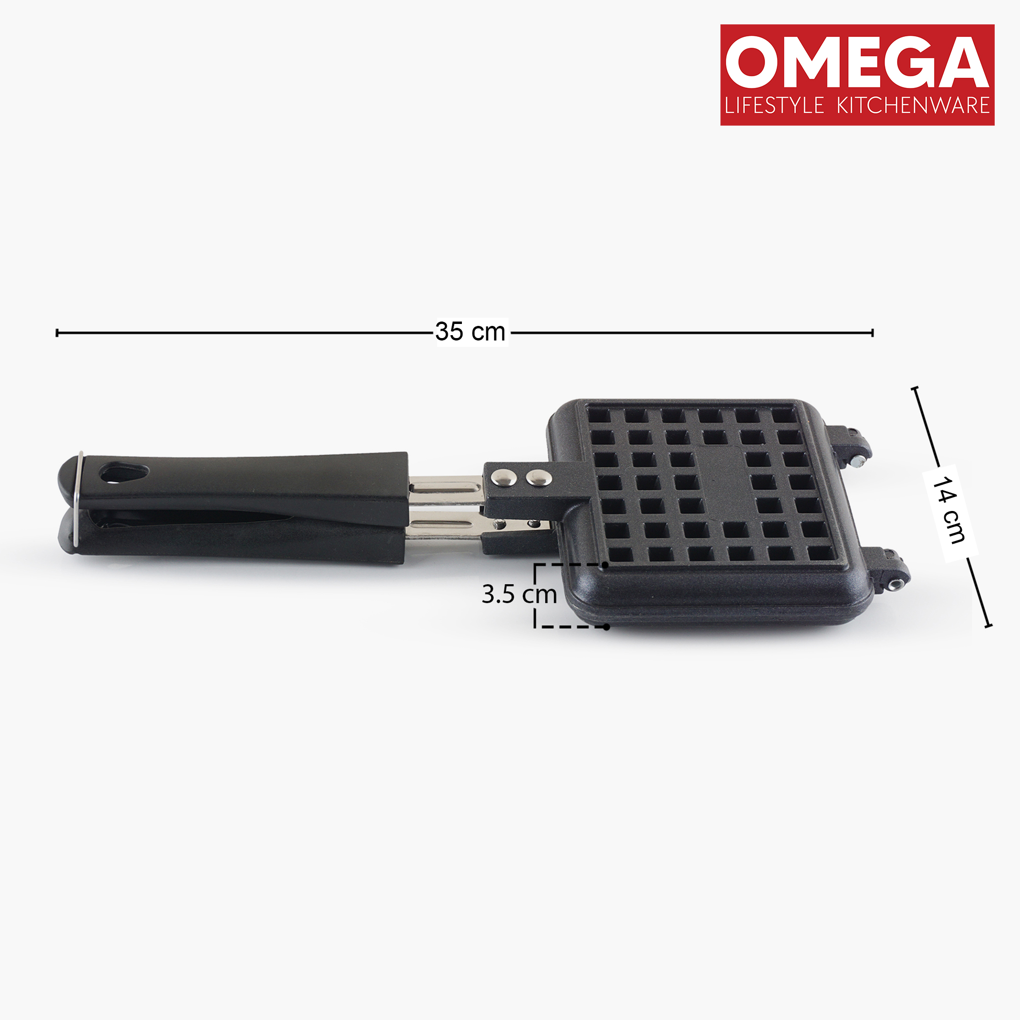 OMEGA Aluminium Non-Stick Waffle Maker in Black