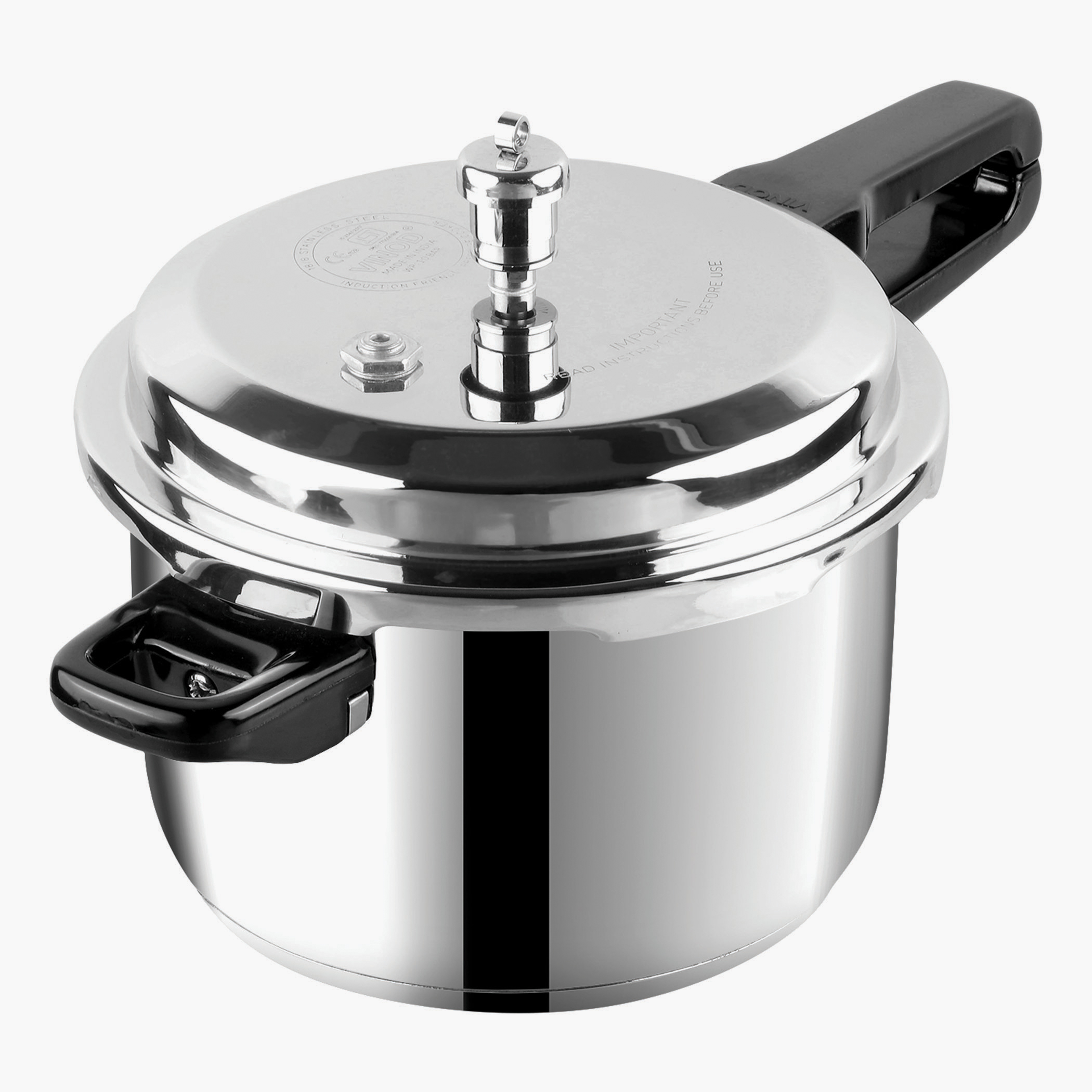 VINOD Set of 2 18/8 Stainless Steel Pressure Cooker 5L and Junior Pan Cooker 3.5L with Common Lid in Silver