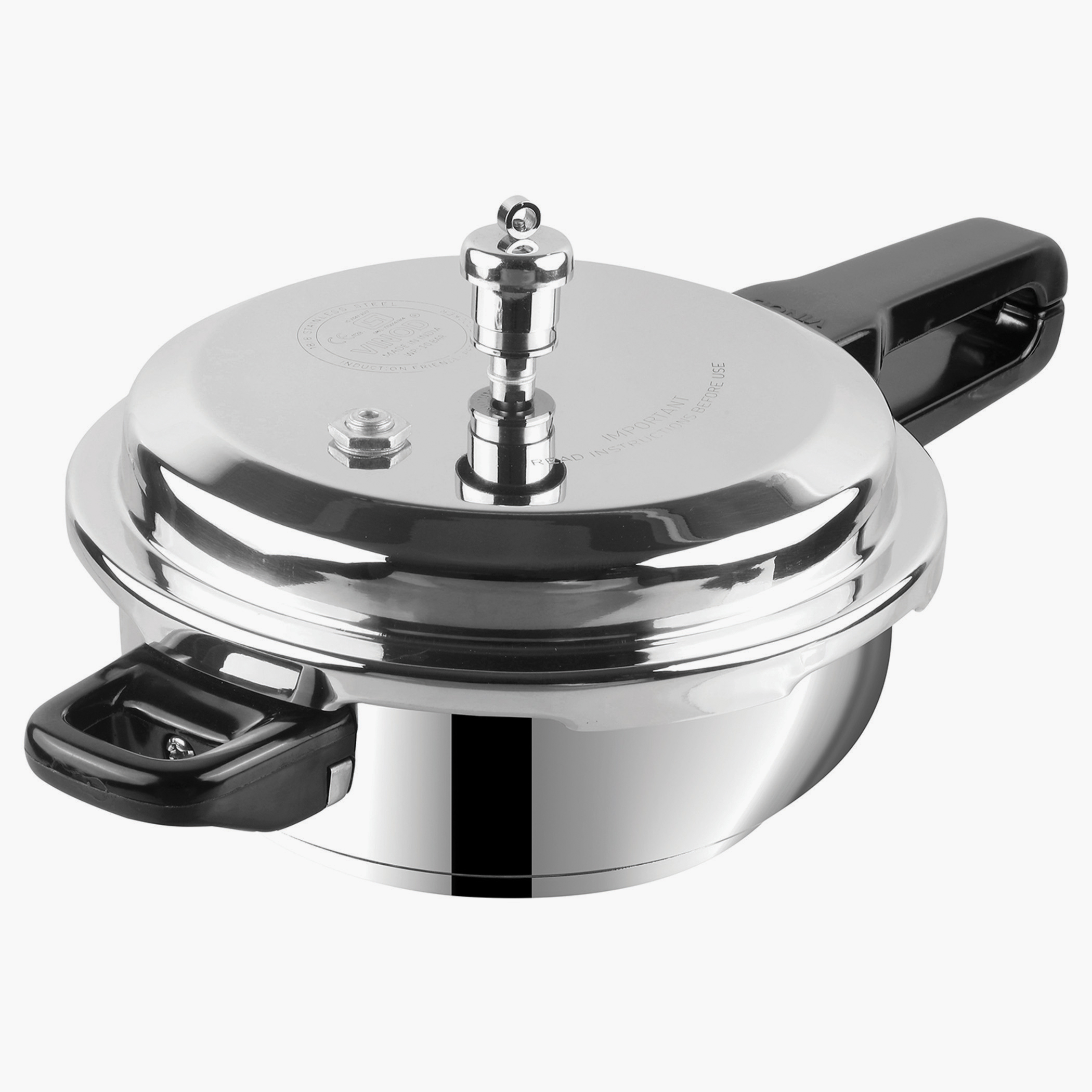 VINOD Set of 2 18/8 Stainless Steel Pressure Cooker 3L and Mini Pan Cooker 2L with Common Lid in Silver