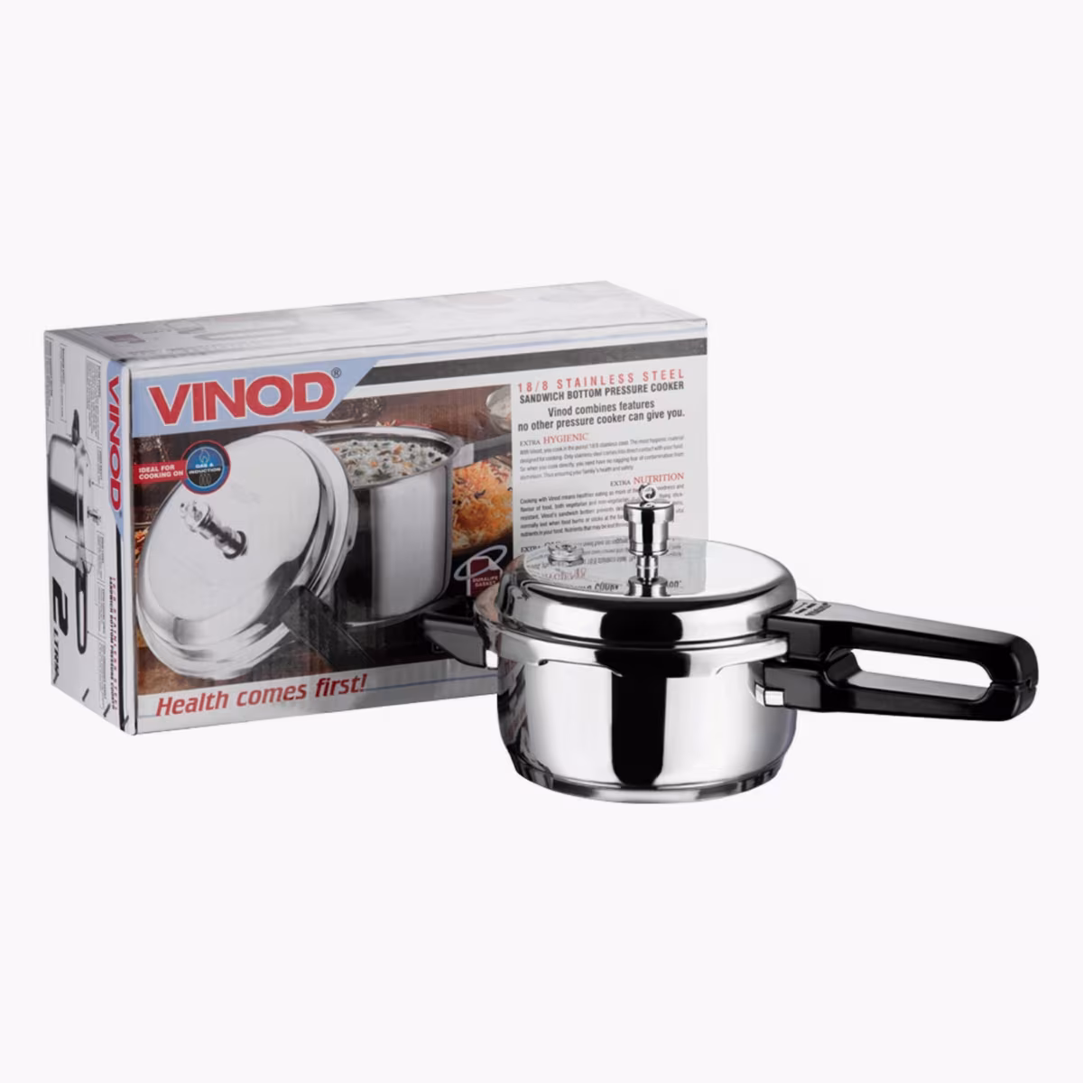 VINOD 18/8 Stainless Steel Pressure Cooker - 3L in Silver