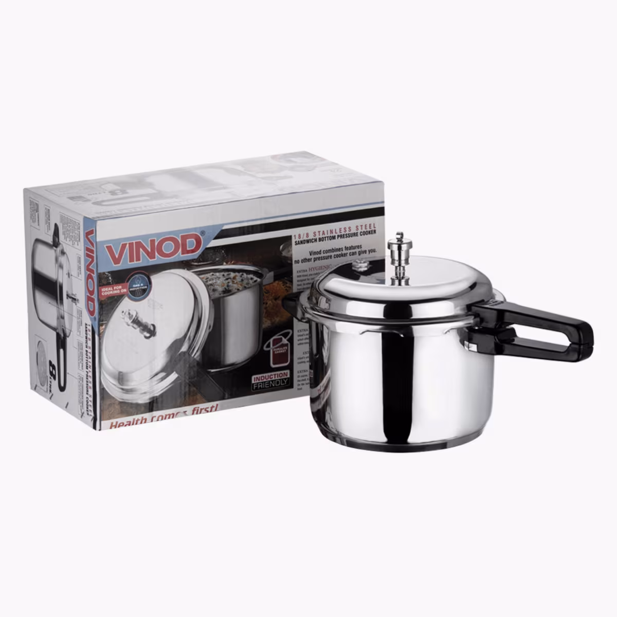 VINOD 18/8 Stainless Steel Pressure Cooker - 7L in Silver