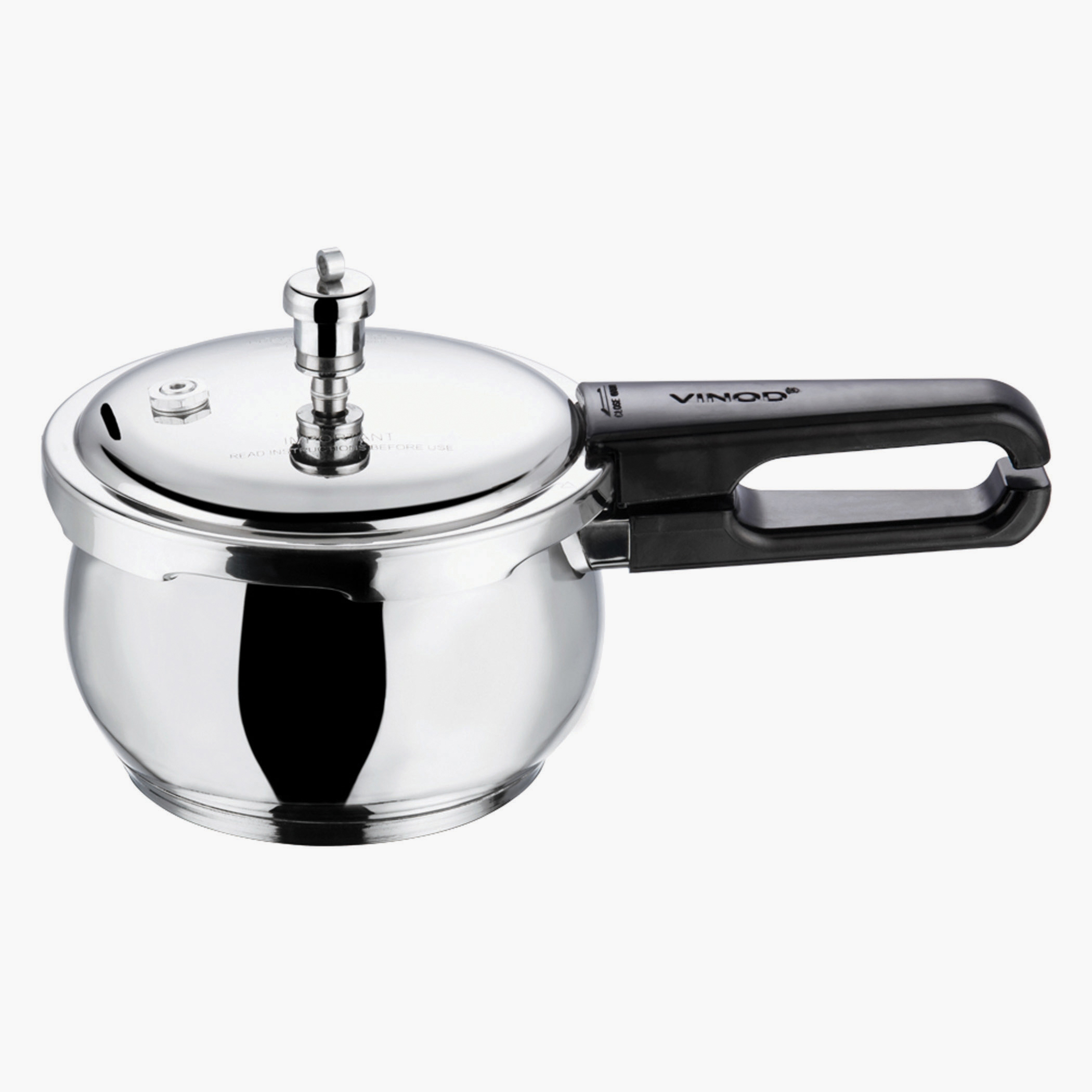 VINOD Splendid Plus 18/8 Stainless Steel Handi Pressure Cooker with Extra Glass Lid - 1.5L in Silver