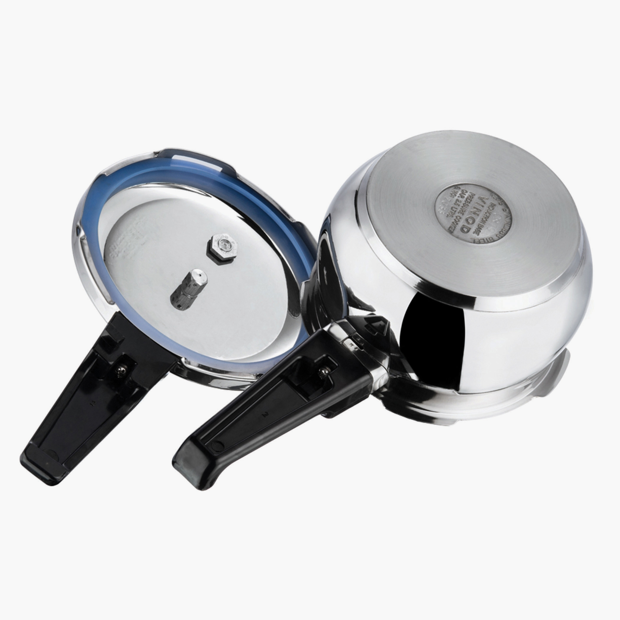 VINOD Splendid Plus 18/8 Stainless Steel Handi Pressure Cooker with Extra Glass Lid - 1.5L in Silver