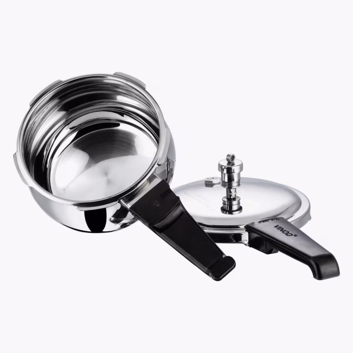 VINOD Splendid Plus 18/8 Stainless Steel Handi Pressure Cooker with Extra Glass Lid - 2.5L in Silver