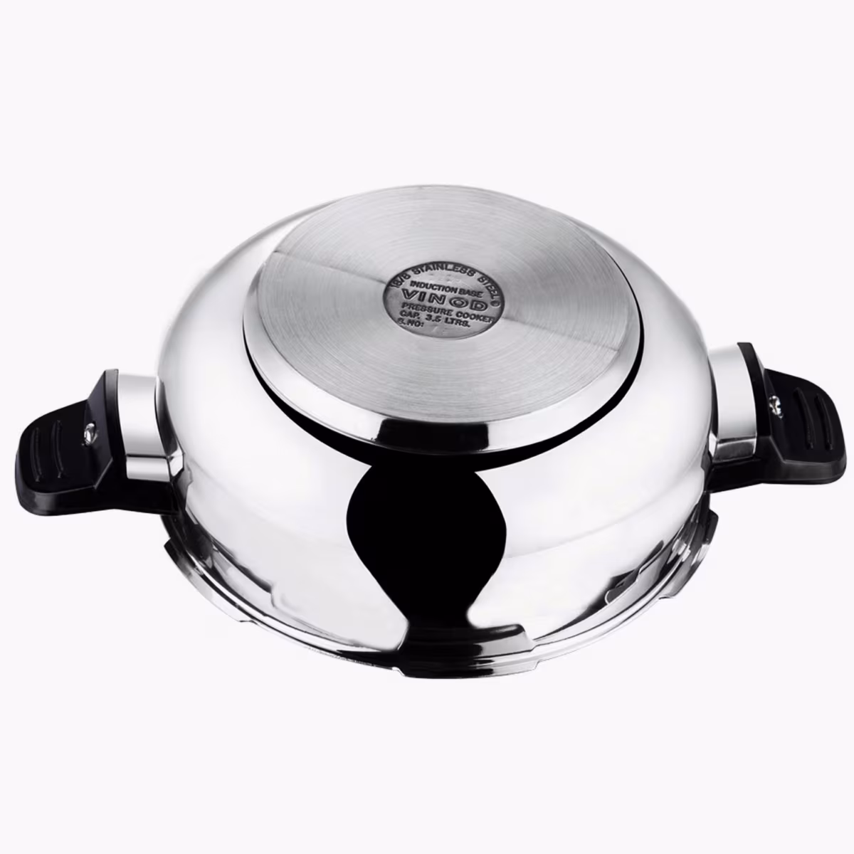 VINOD Magic 18/8 Stainless Steel Pressure Cooker with 3 Lids - 5.5L in Silver