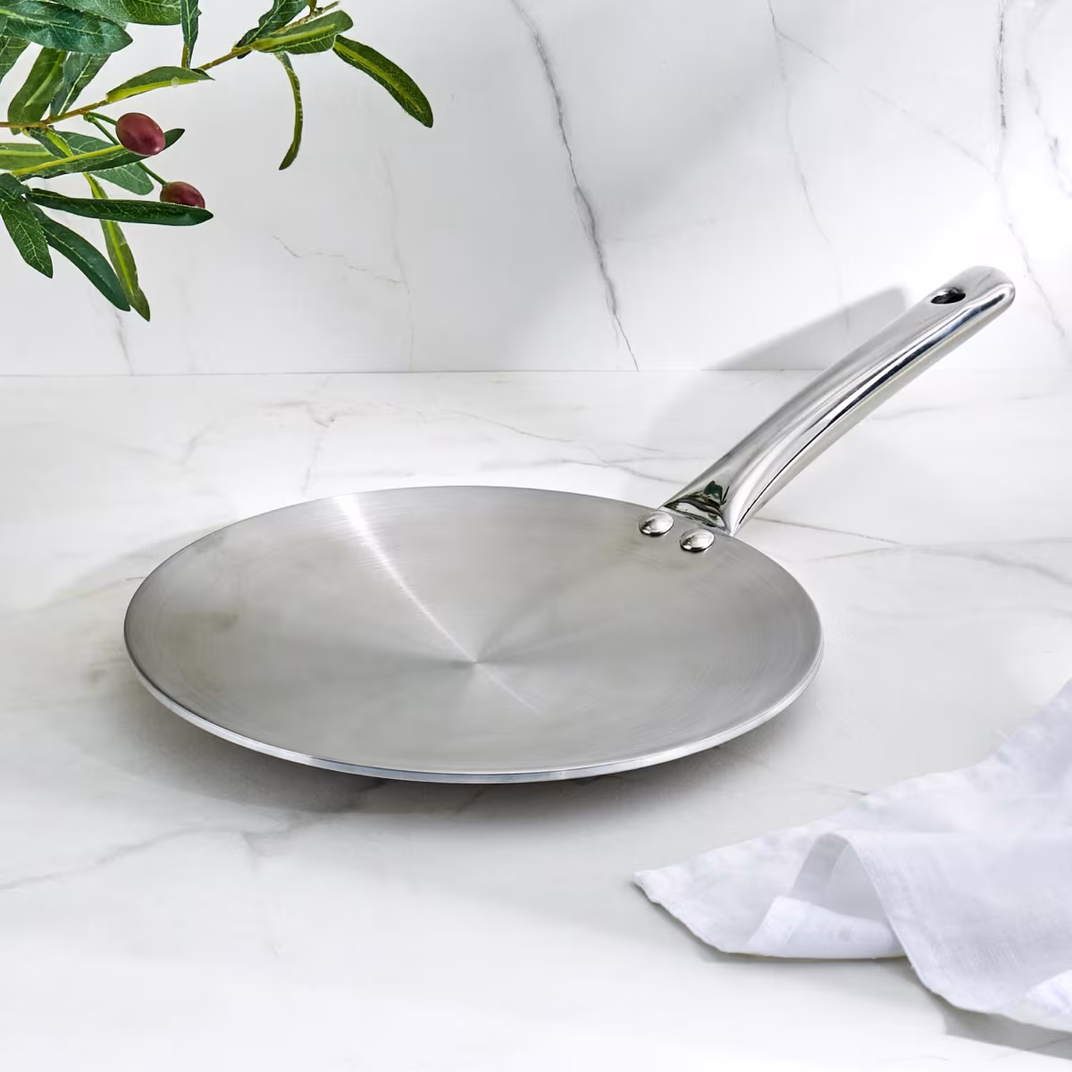Valeria Carin Stainless Steel Induction Compatible Induction Compatible Concave Tawa - 25.5cm in Silver