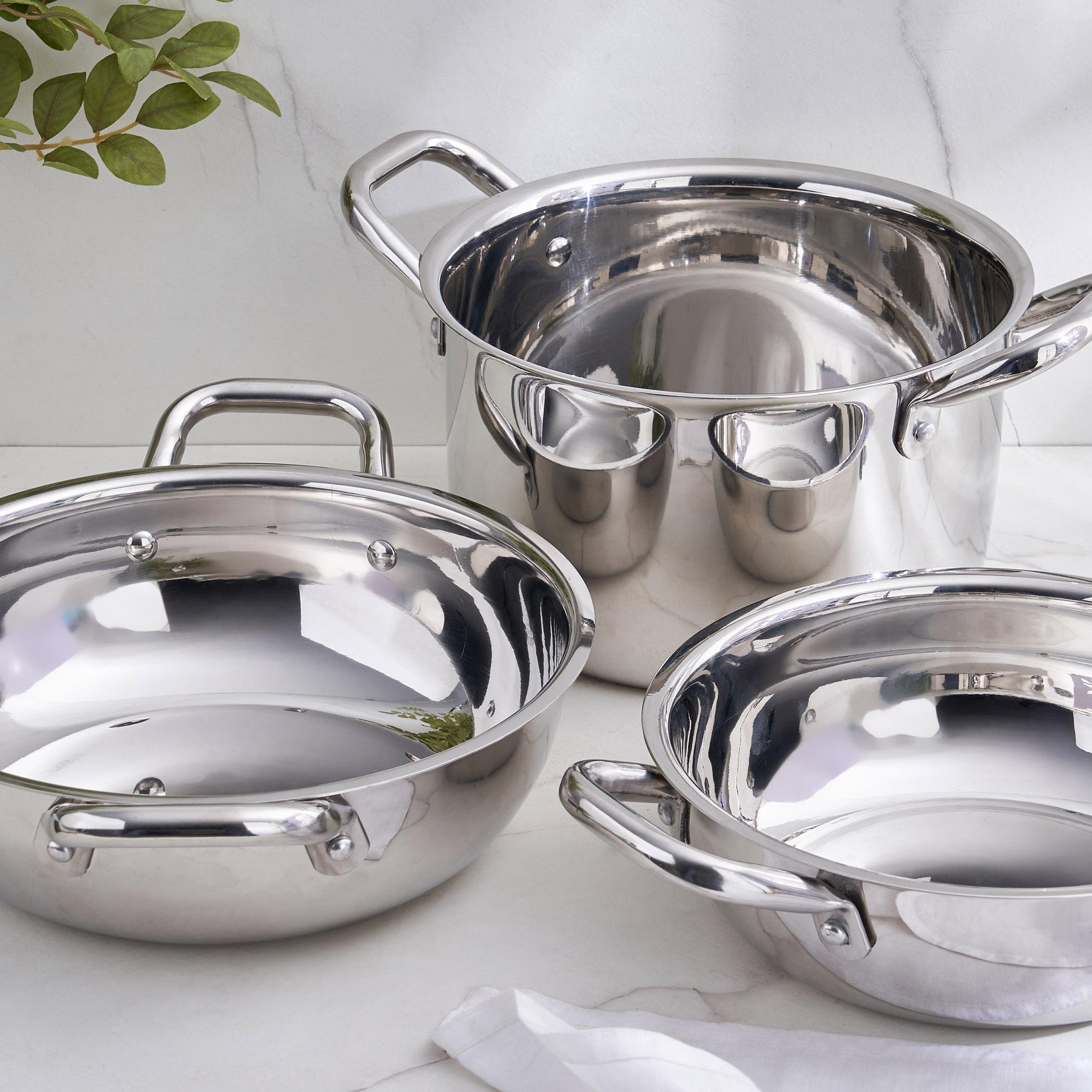 Adalyn Grit Stainless Steel Induction Compatible Kadhai - 1.5L in Silver