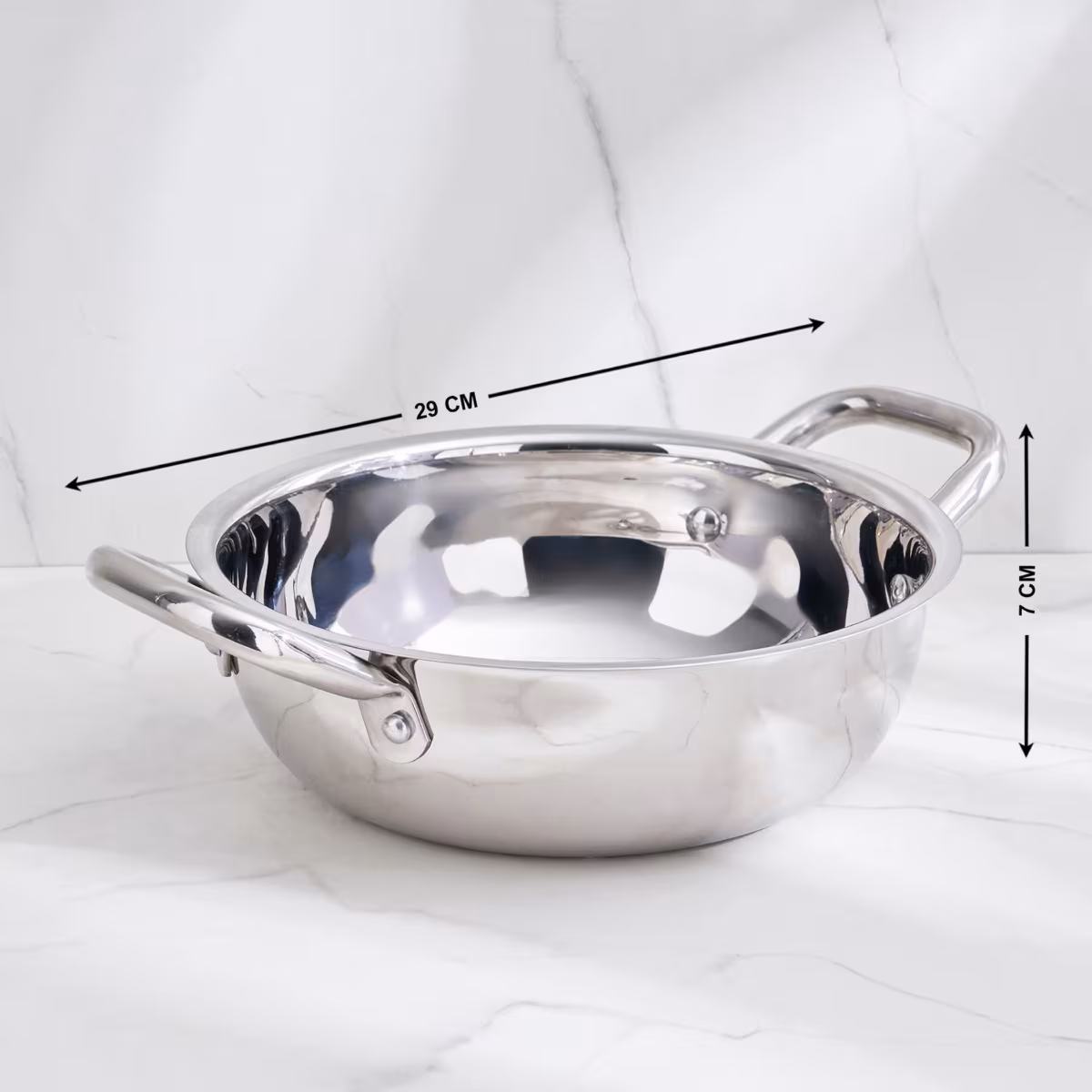 Adalyn Grit Stainless Steel Induction Compatible Kadhai - 1.5L in Silver