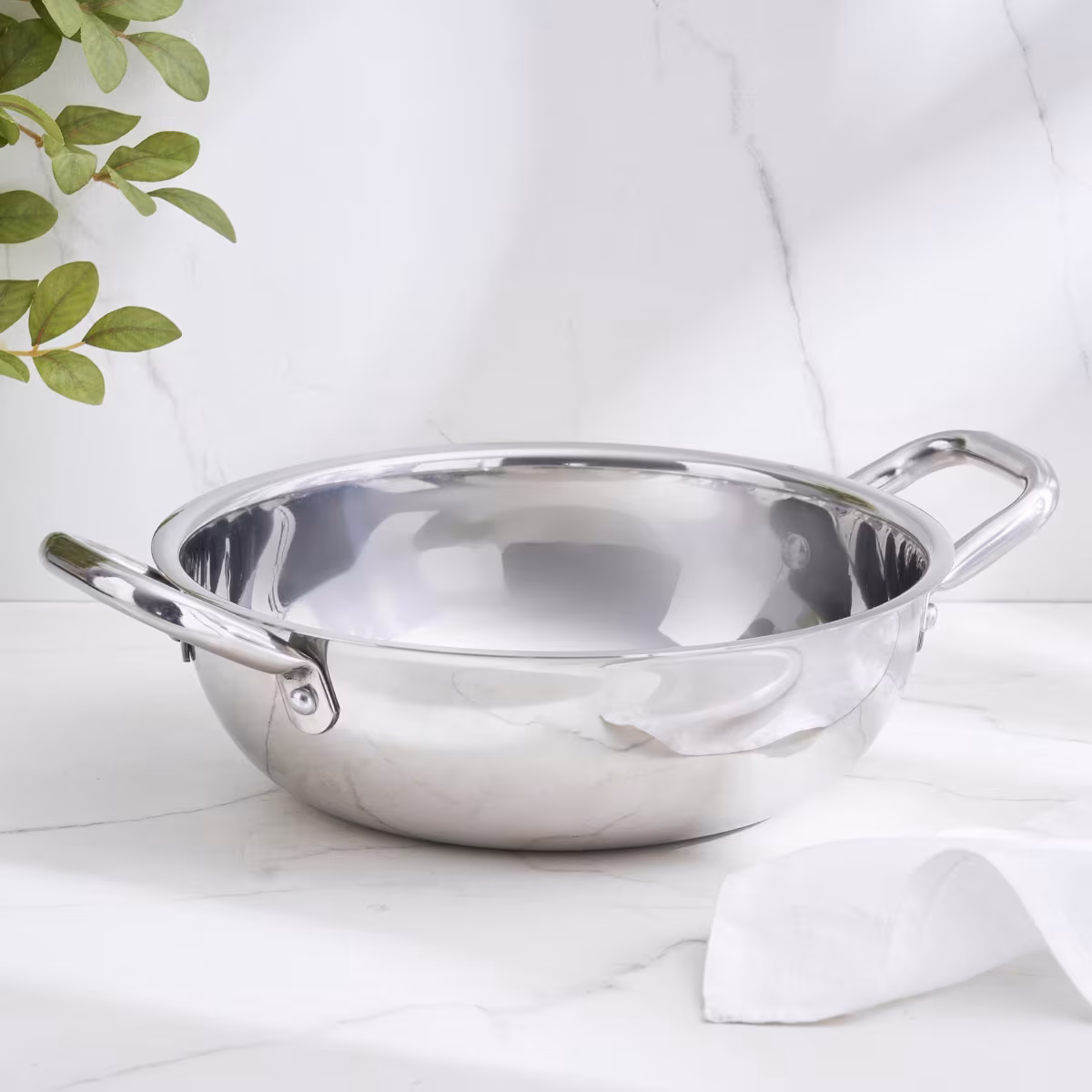 Adalyn Grit Stainless Steel Induction Compatible Kadhai - 2.5L in Silver
