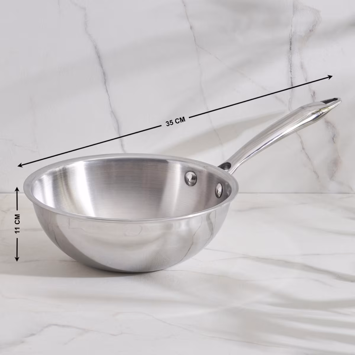 Valeria Carin Tri-Ply Stainless Steel Induction Compatible Mini Wok - 1.3L in Silver