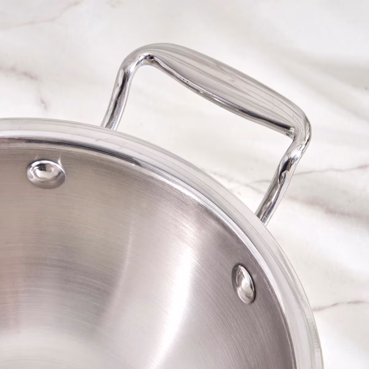Valeria Carin Stainless Steel Induction Compatible Kadhai with Lid - 18cm in Silver