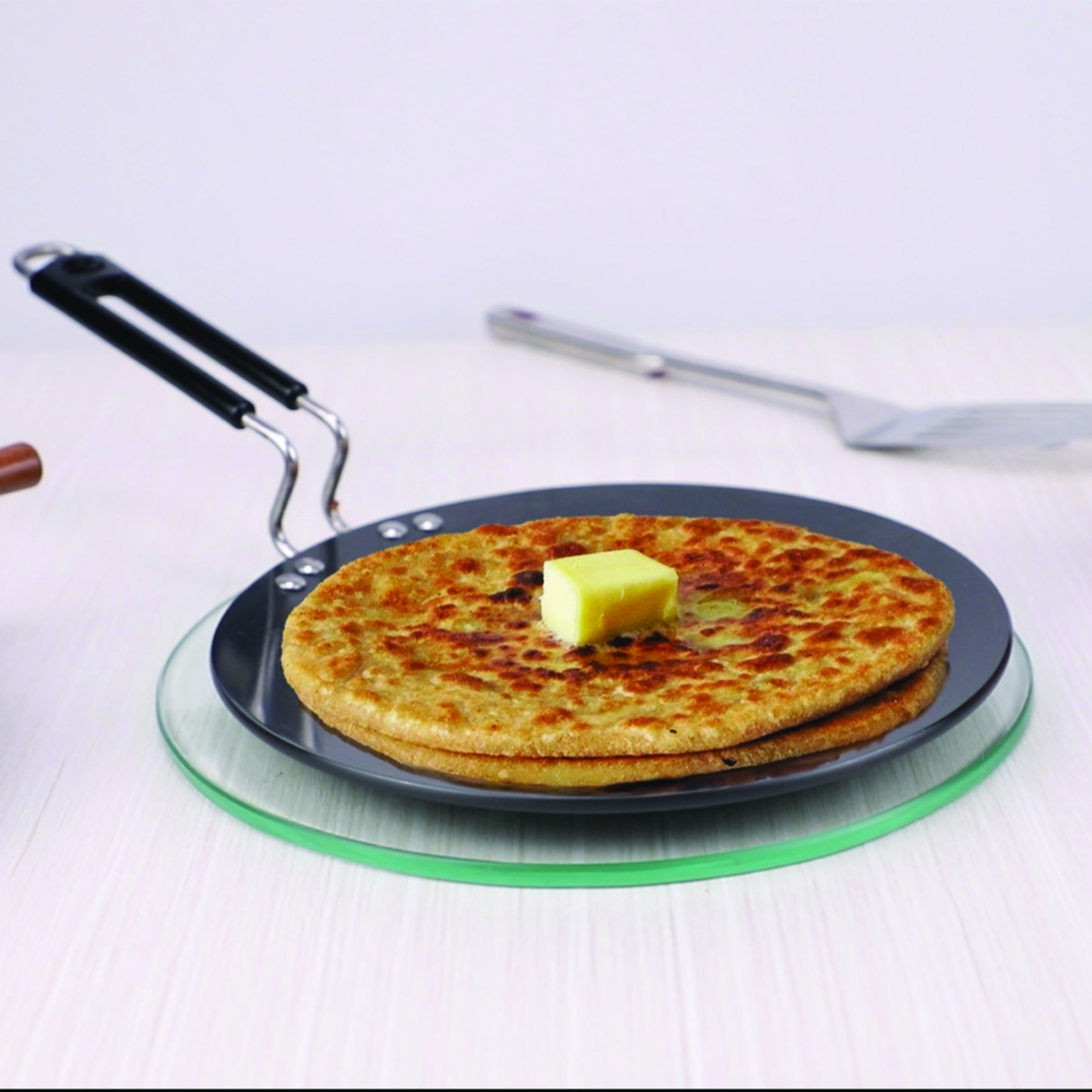 VINOD Aluminium Hard Anodized Roti Tawa - 25cm in Black