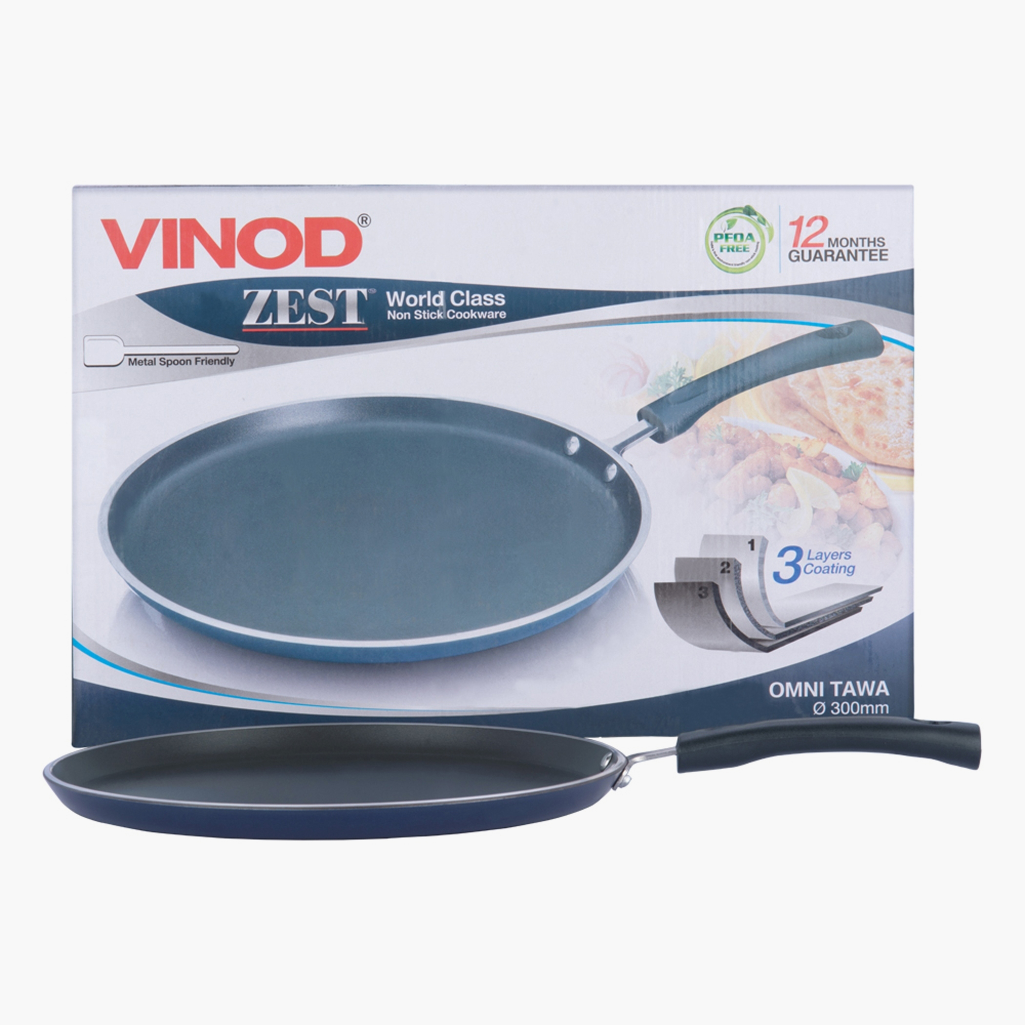 VINOD Zest Aluminium Non-Stick 5mm Thickness Dosa Tawa - 28cm in Grey