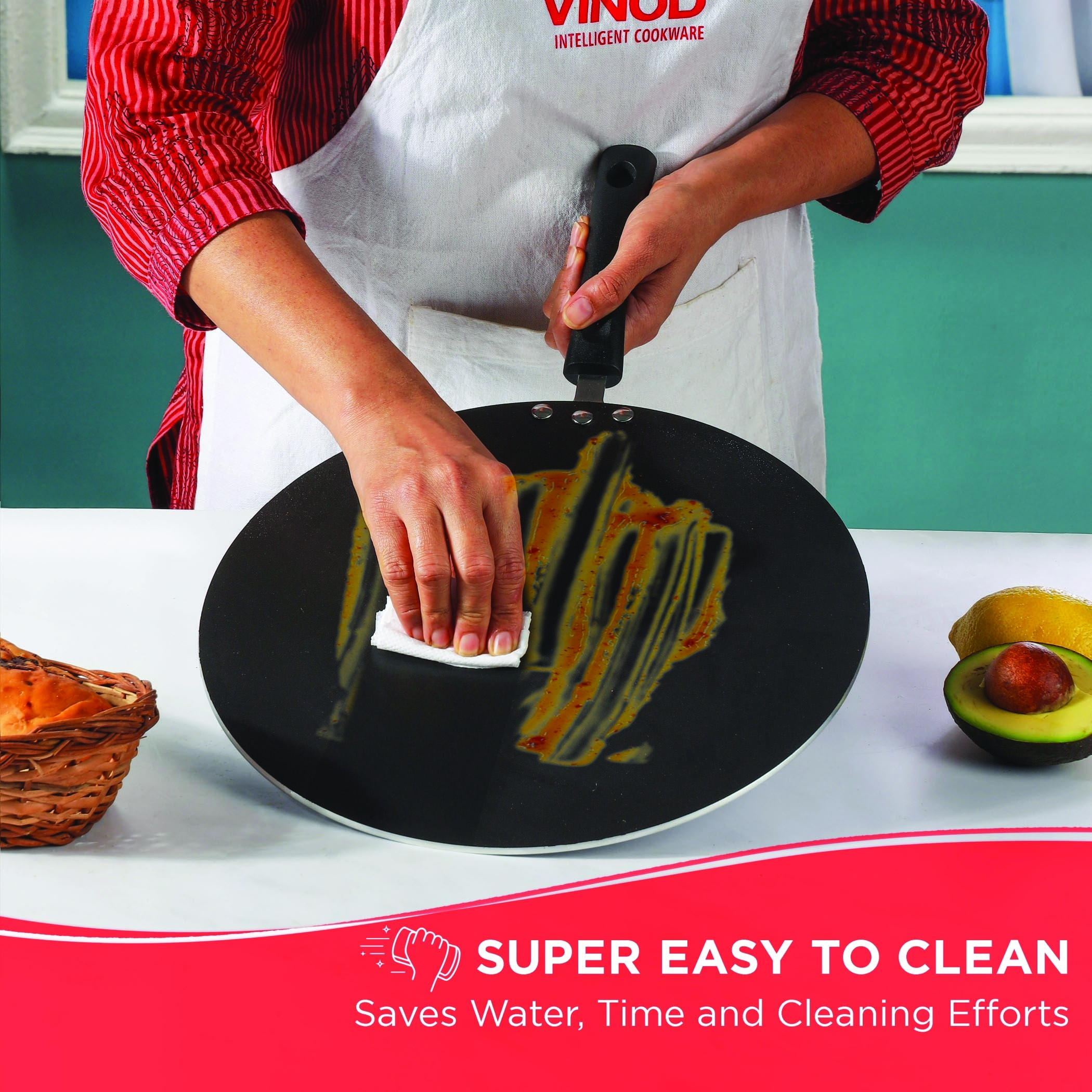 VINOD Zest Aluminium Non-Stick 5mm Thickness Flat Multi Tawa - 32.5cm in Grey