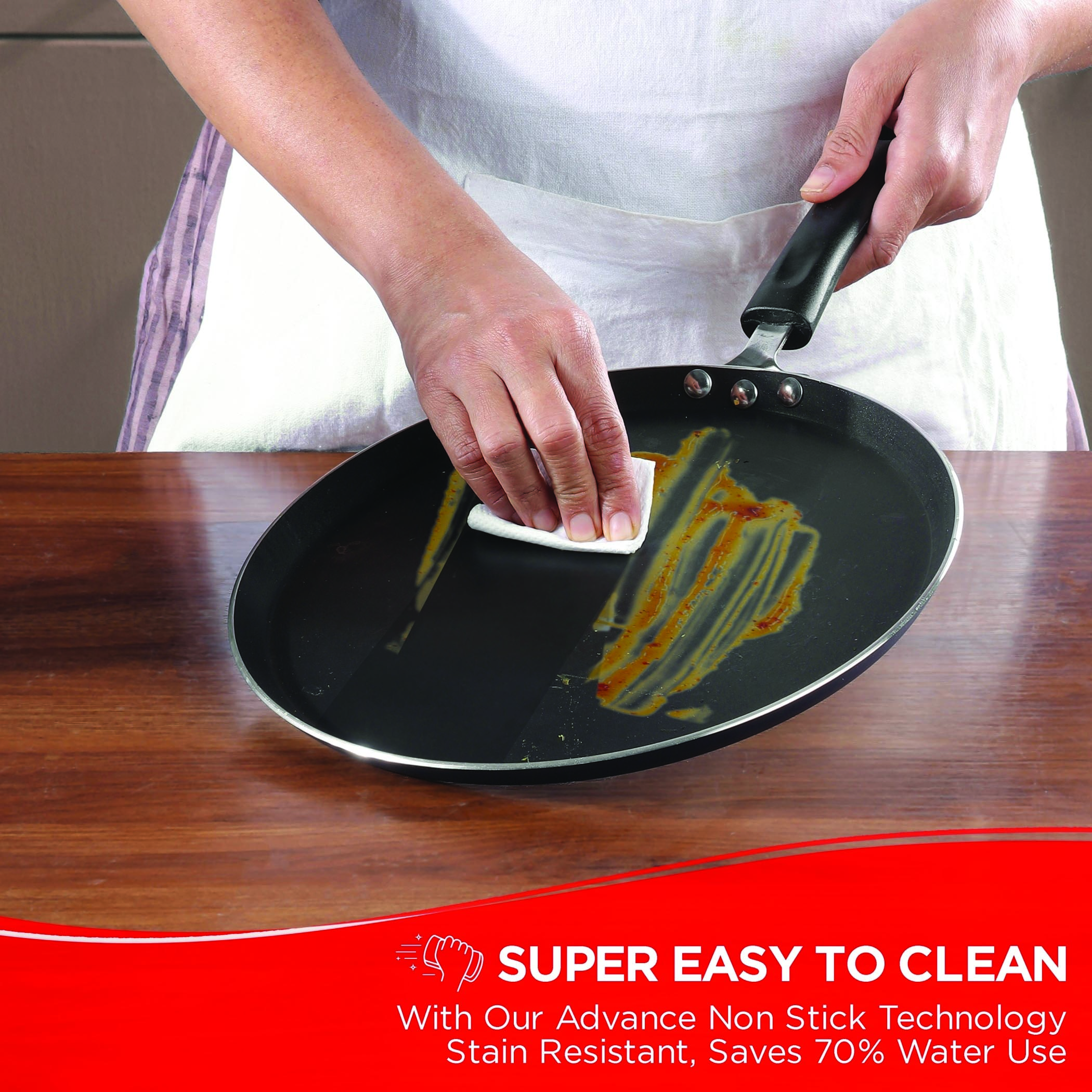 VINOD Zest Aluminium Non-Stick 3mm Thickness Dosa Tawa - 28cm in Blue