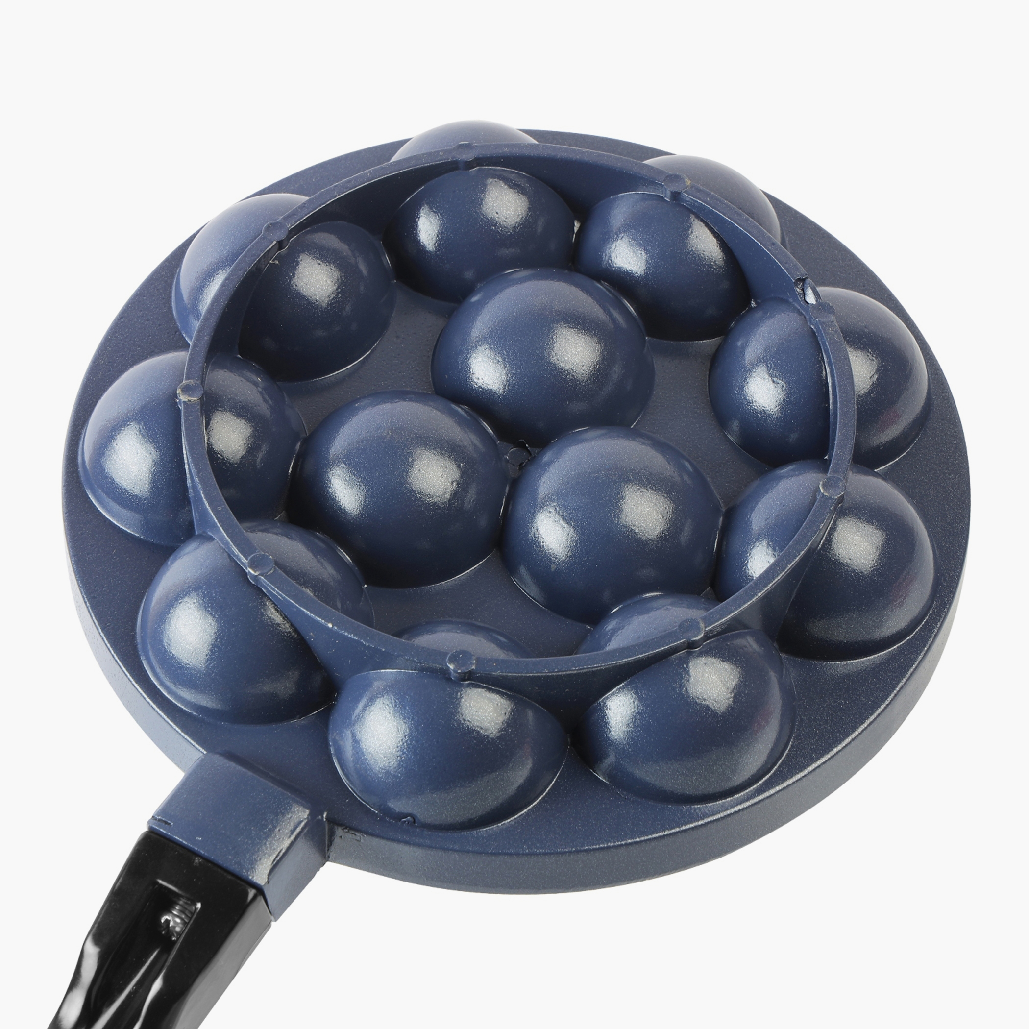 VINOD Zest Aluminium Non-Stick 12 Pits Paniyarakkal with Glass Lid - 20.5cm in Blue