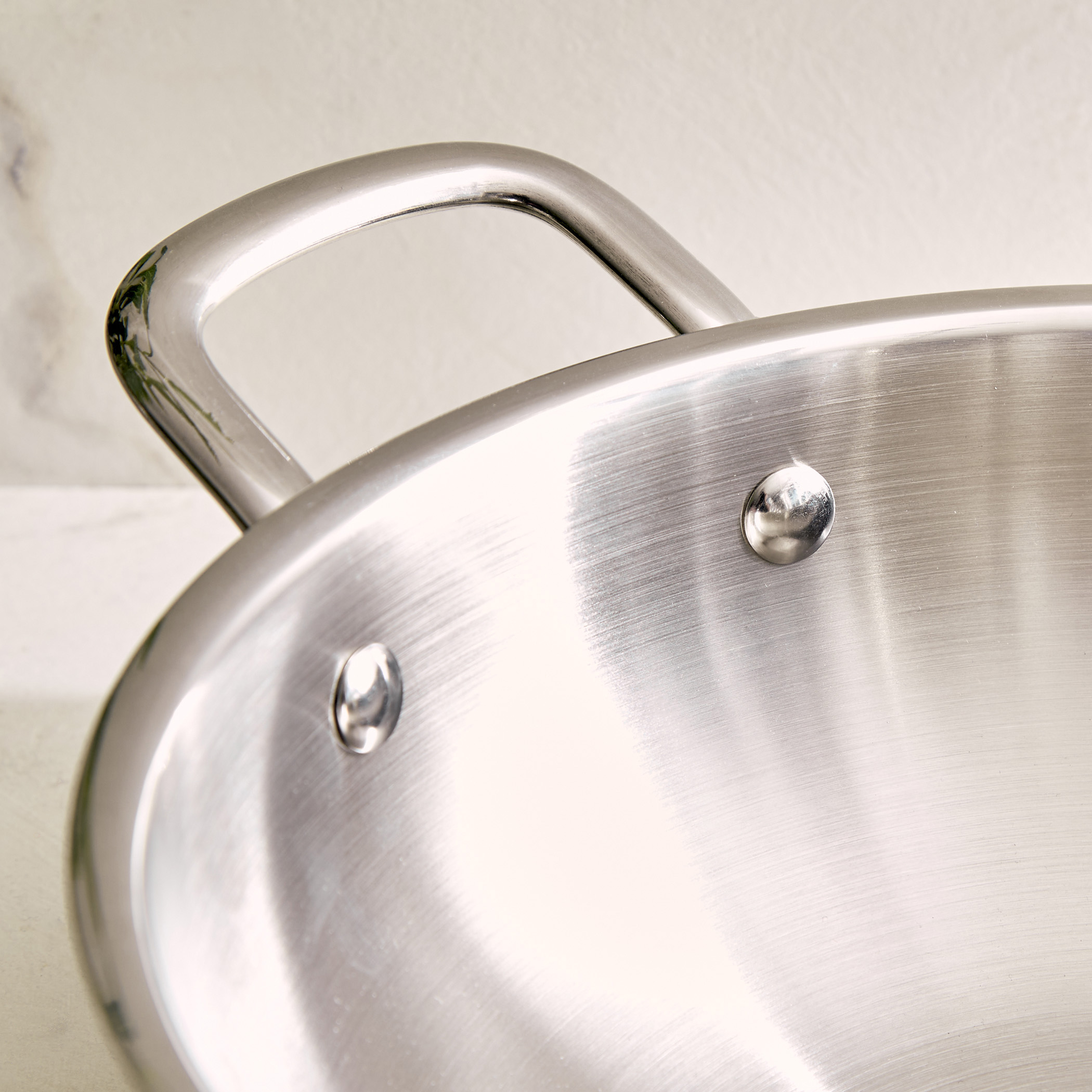 Valeria Carin Tri-Ply Stainless Steel Induction Compatible Kadhai with Lid - 2.5L in Silver