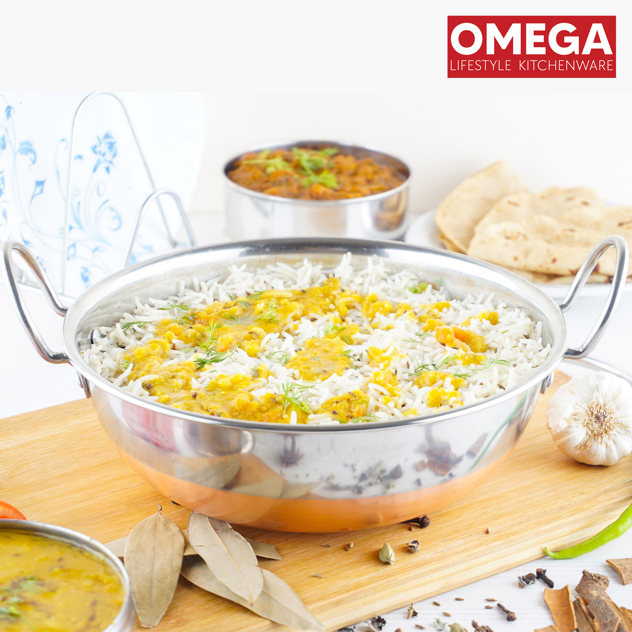 OMEGA Stainless Steel Copper Bottom Kadhai - 1.6L in Silver