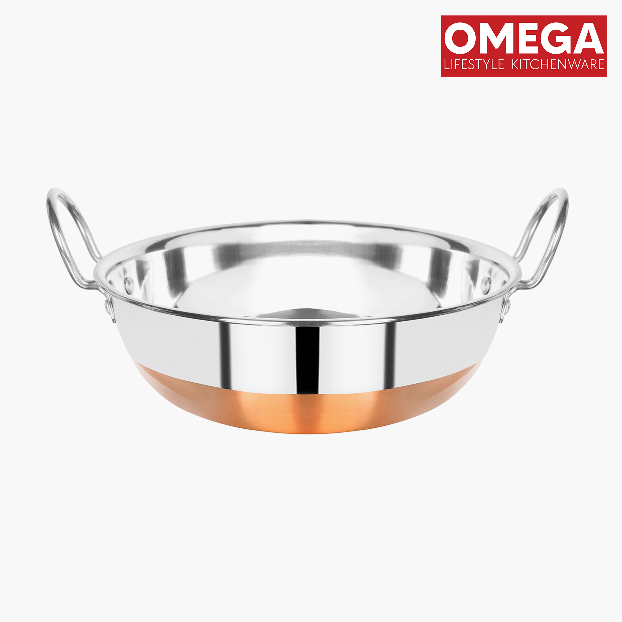 OMEGA Stainless Steel Copper Bottom Kadhai - 1.6L in Silver