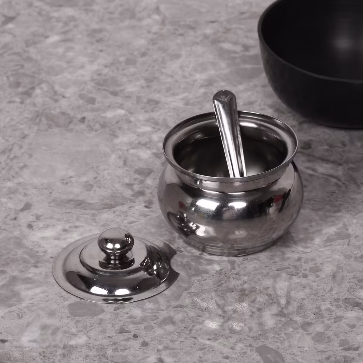 Glovia Stainless Steel Pot and Spoon - 7.5cm in Silver