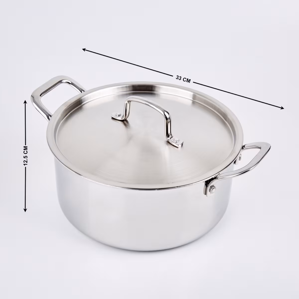 Valeria Carin Stainless Steel Induction Compatible Induction Compatible Casserole with Lid - 5.6L in Silver