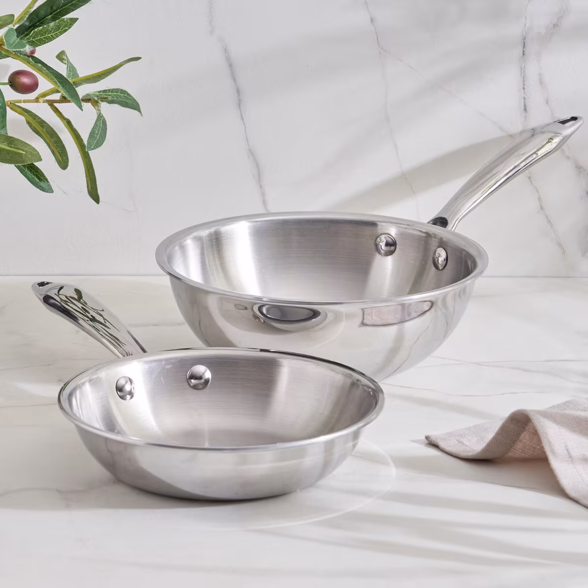 Valeria Carin Tri-Ply Stainless Steel Induction Compatible Frying Pan - 33cm in Silver