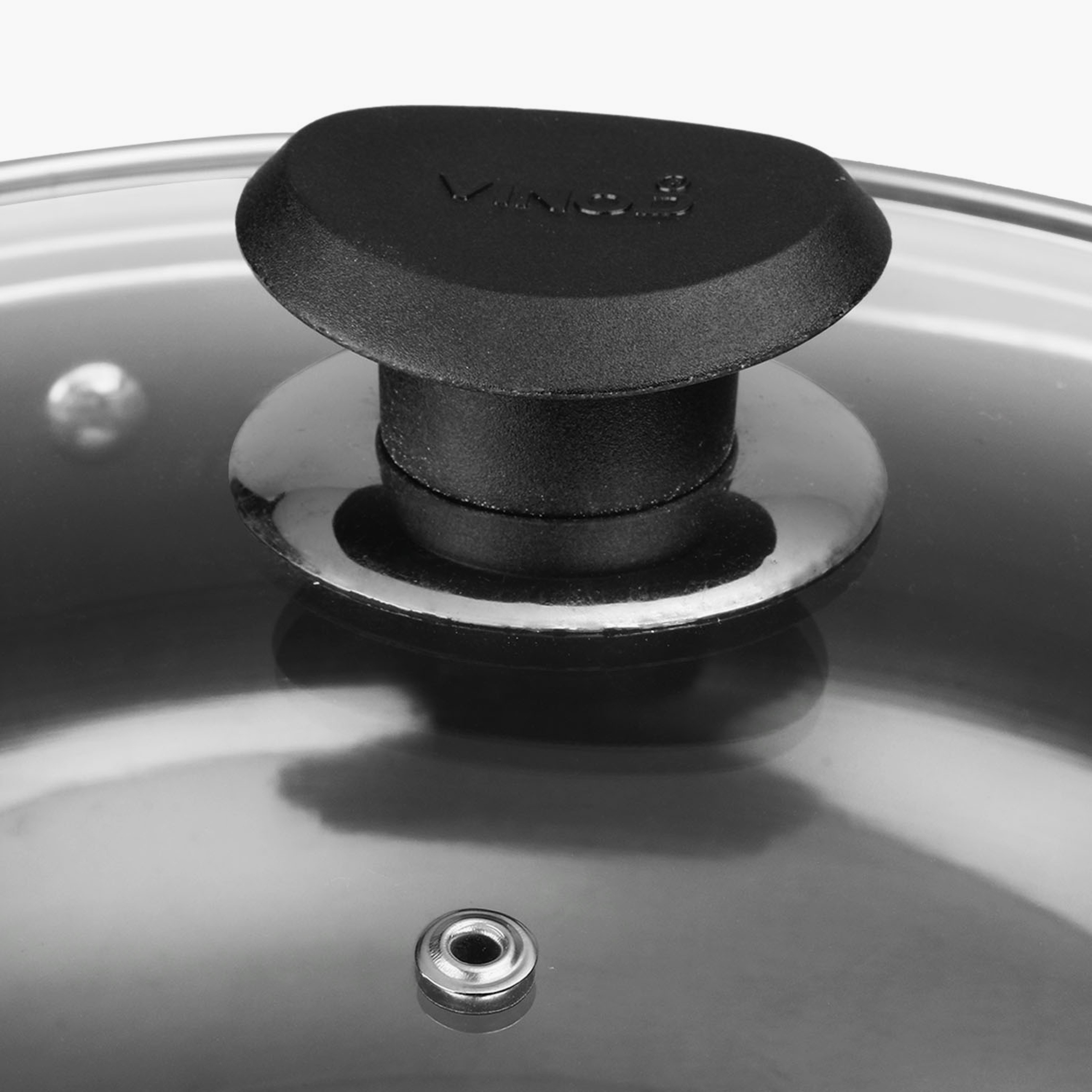 VINOD Aluminium Hard Anodized Deep Kadai with Glass Lid - 24cm, 3.1L in Black