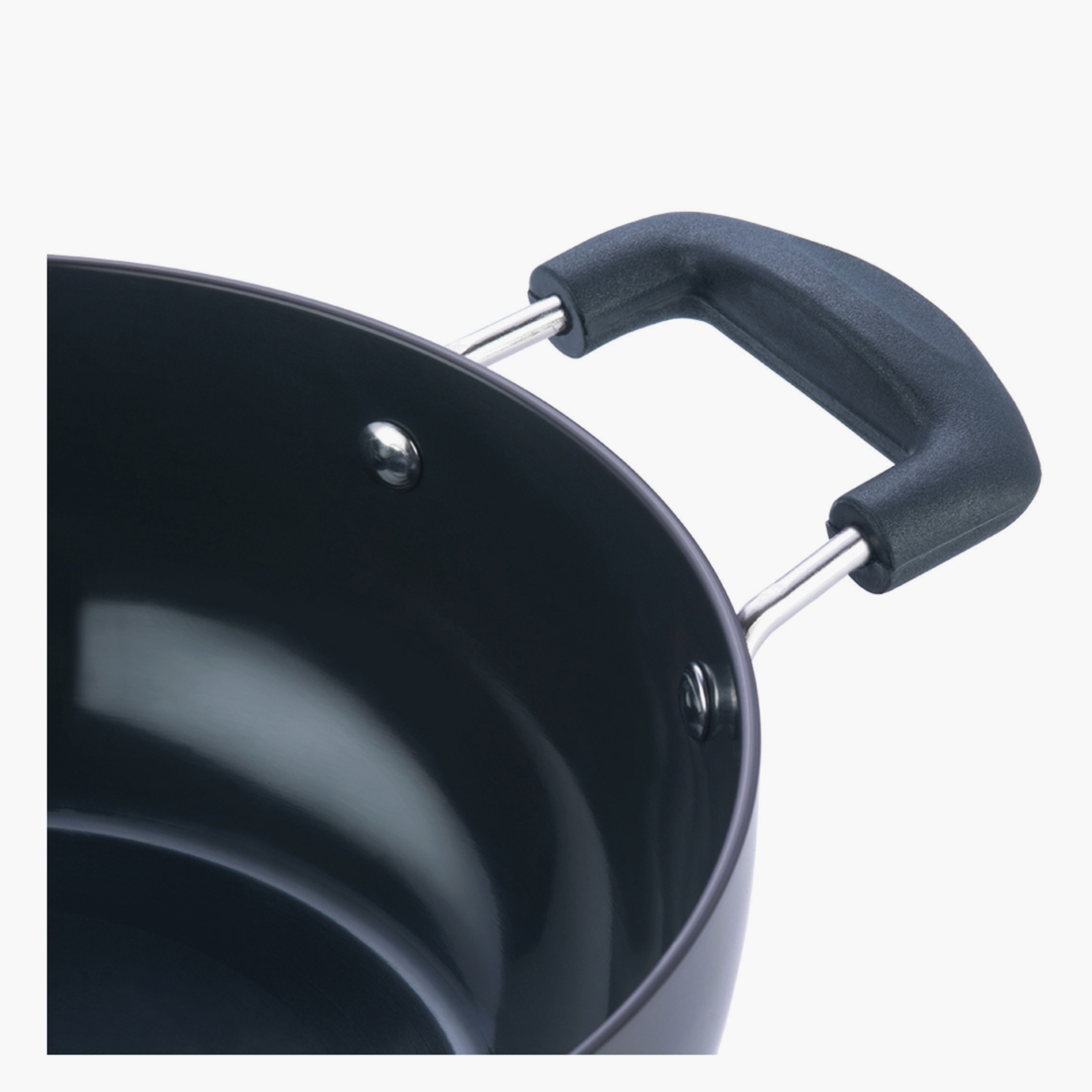 VINOD Aluminium Hard Anodized Deep Kadai with Glass Lid - 24cm, 3.1L in Black