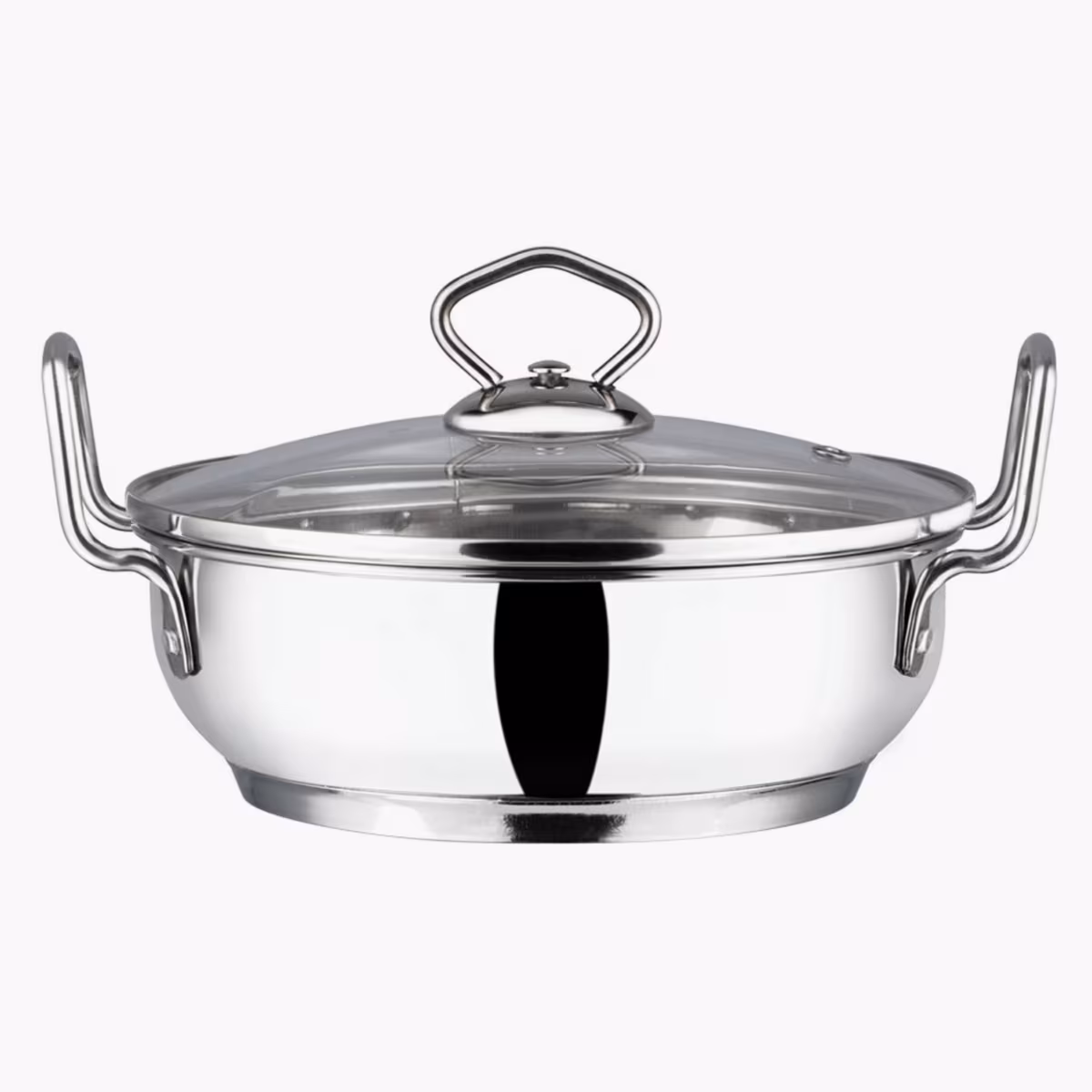 VINOD Stainless Steel Kadai with Glass Lid - 20cm, 1.7L in Silver