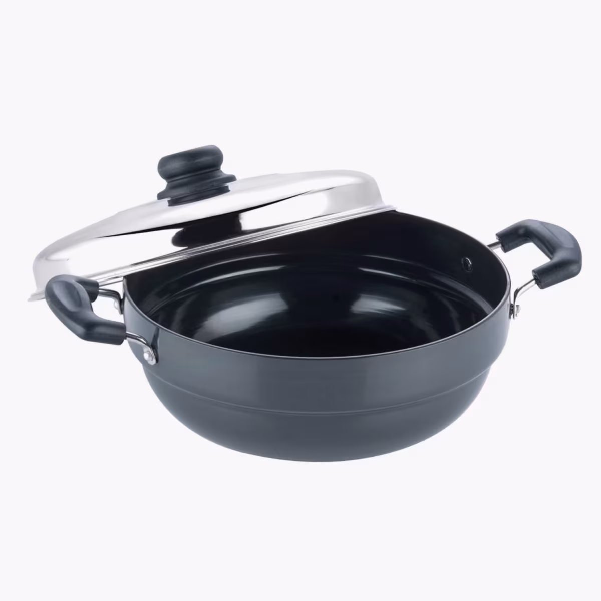 VINOD 6Pcs Aluminium Hard Anodized Multi Kadai in Black