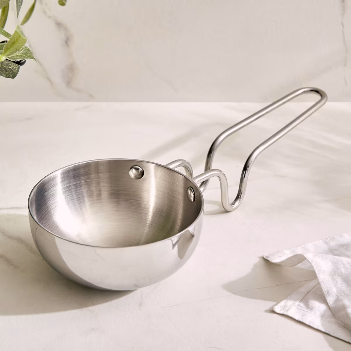 Valeria Carin Tri-Ply Stainless Steel Induction Compatible Tadka Pan - 12cm in Silver