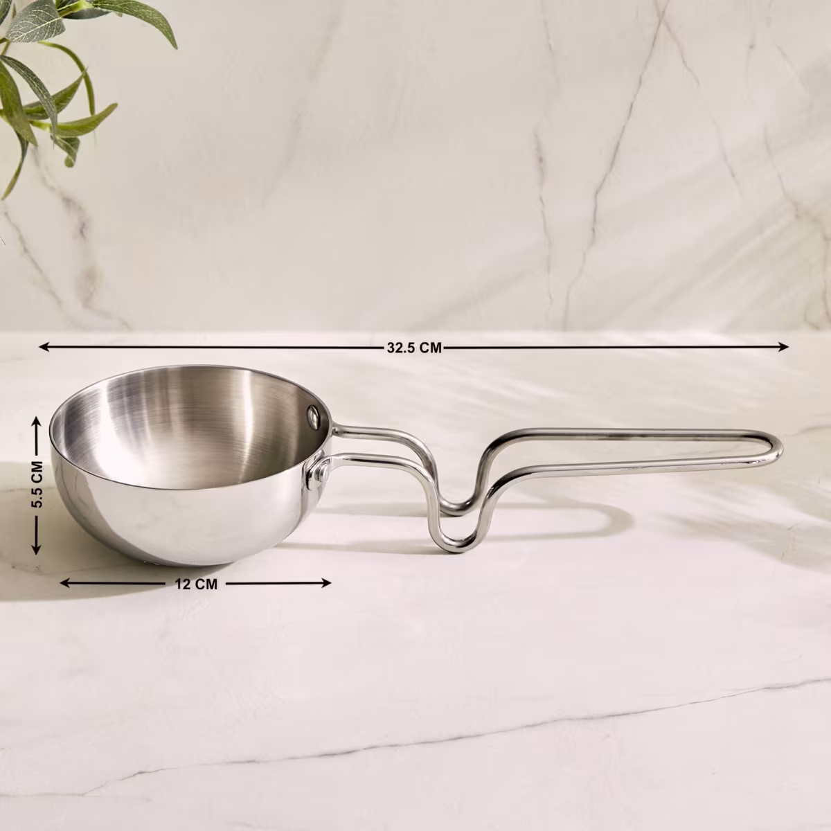 Valeria Carin Tri-Ply Stainless Steel Induction Compatible Tadka Pan - 12cm in Silver