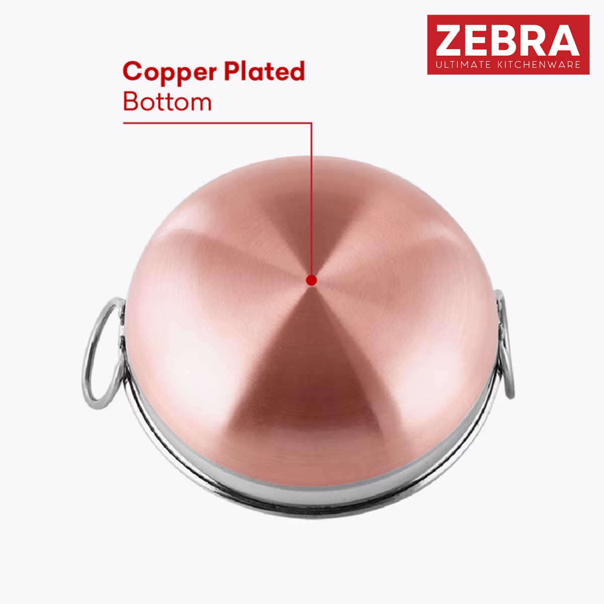 ZEBRA Stainless Steel Copper Bottom Kadai - 1.2L in Silver