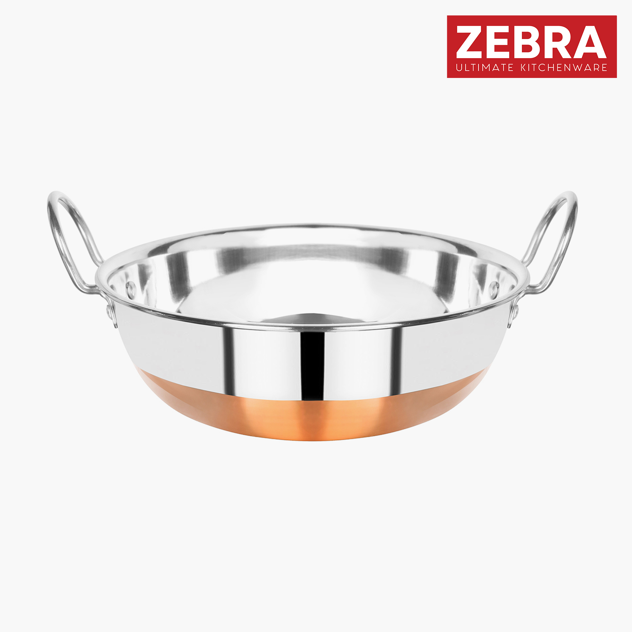 ZEBRA Stainless Steel Copper Bottom Kadai - 1.6 L in Silver