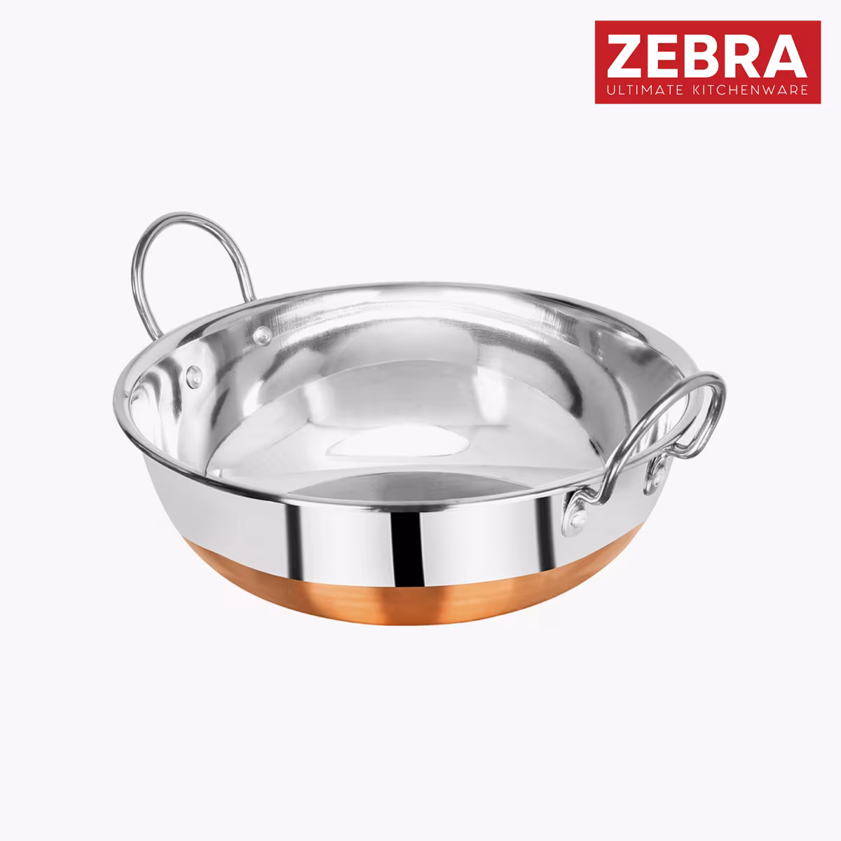 ZEBRA Stainless Steel Copper Bottom Kadai - 1.6 L in Silver