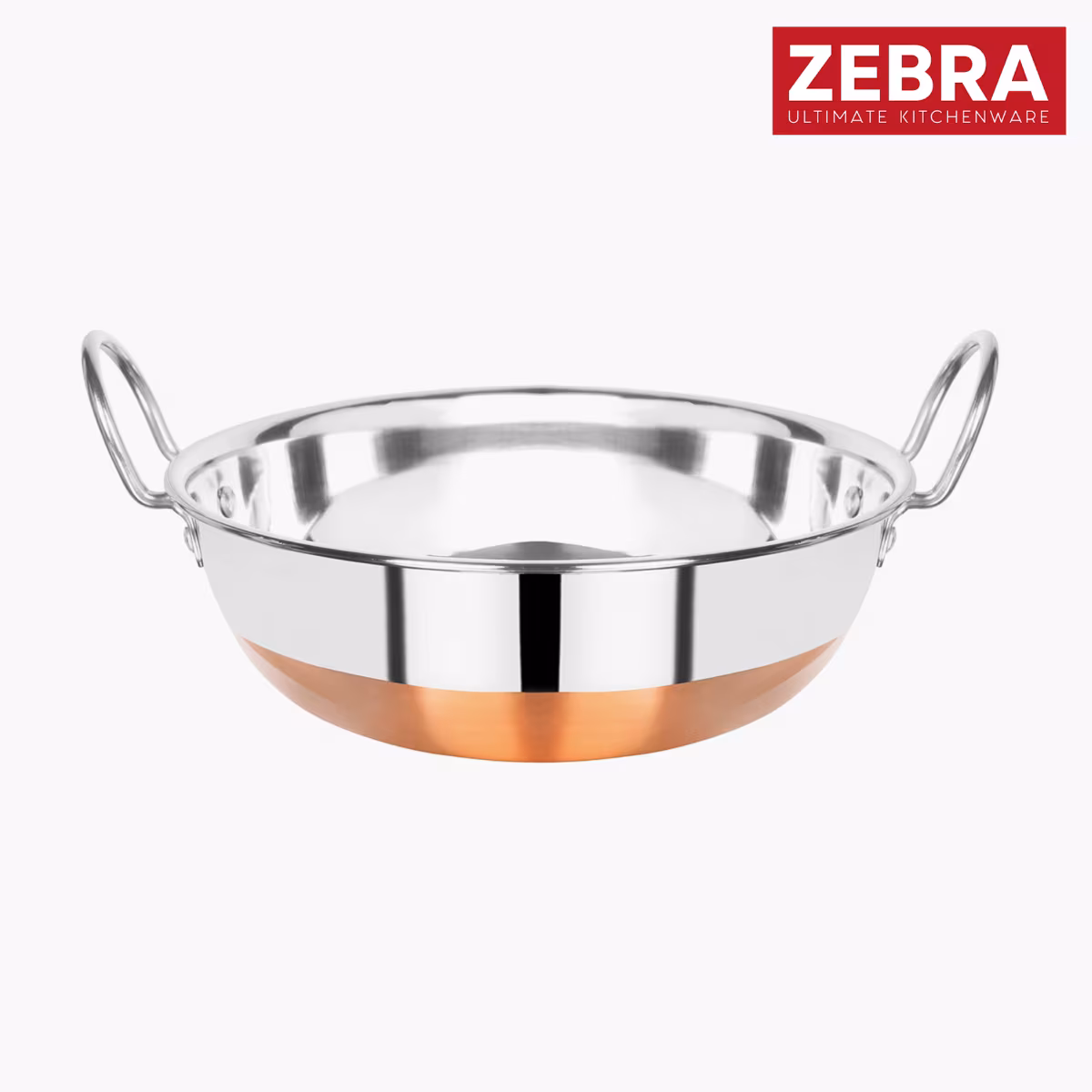 ZEBRA Stainless Steel Copper Bottom Kadai - 2.3L in Silver