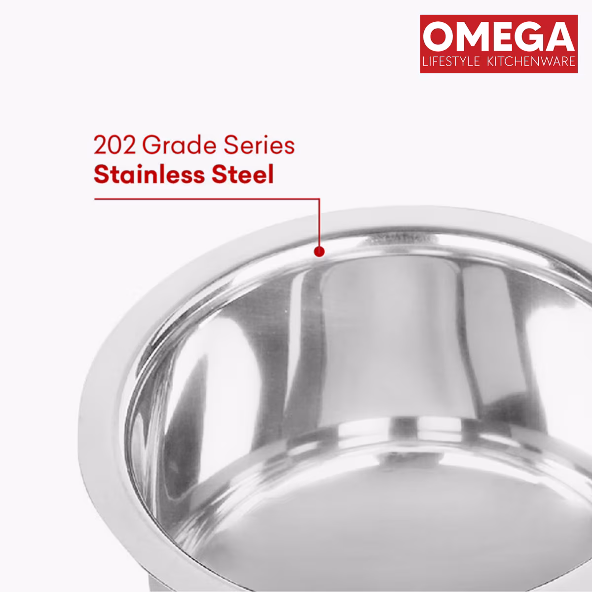 OMEGA Set of 3 Stainless Steel Copper Bottom Topes (1.1L, 1.5L, 2L) in Silver