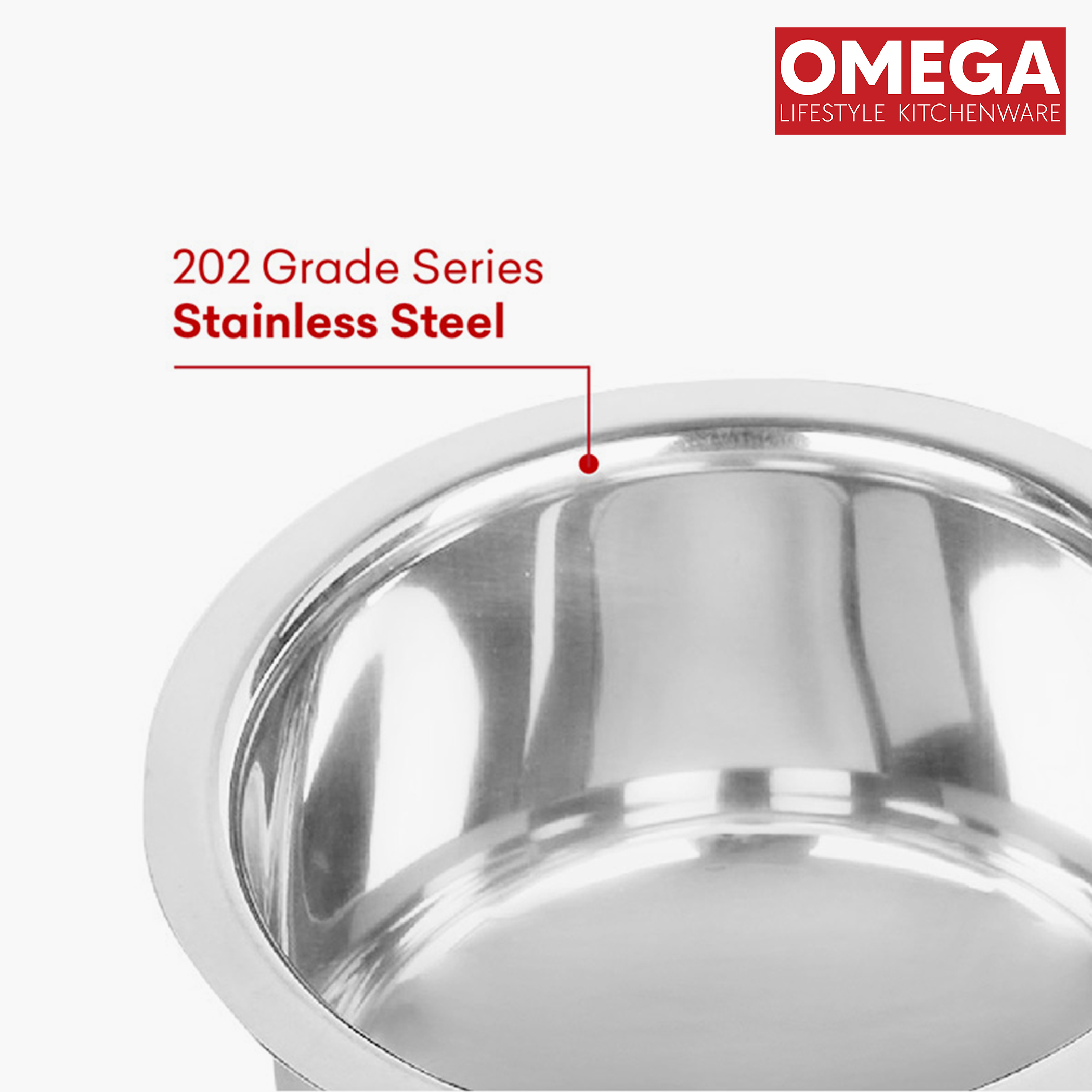 OMEGA Alfa 2Pcs Stainless Steel Copper Bottom Cookware Set in Silver