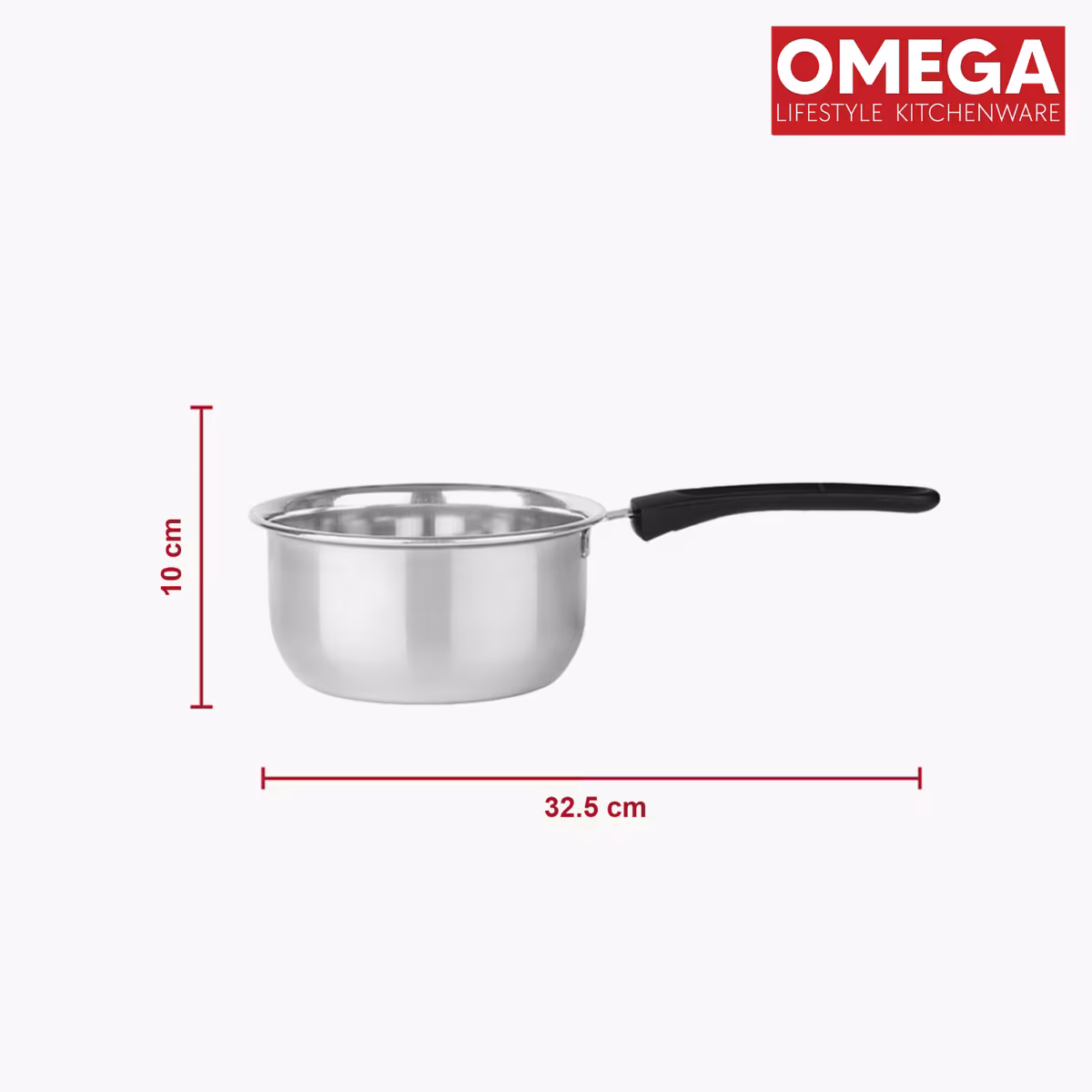 OMEGA 2Pcs Stainless Steel Flat Bottom Cookware Set in Silver
