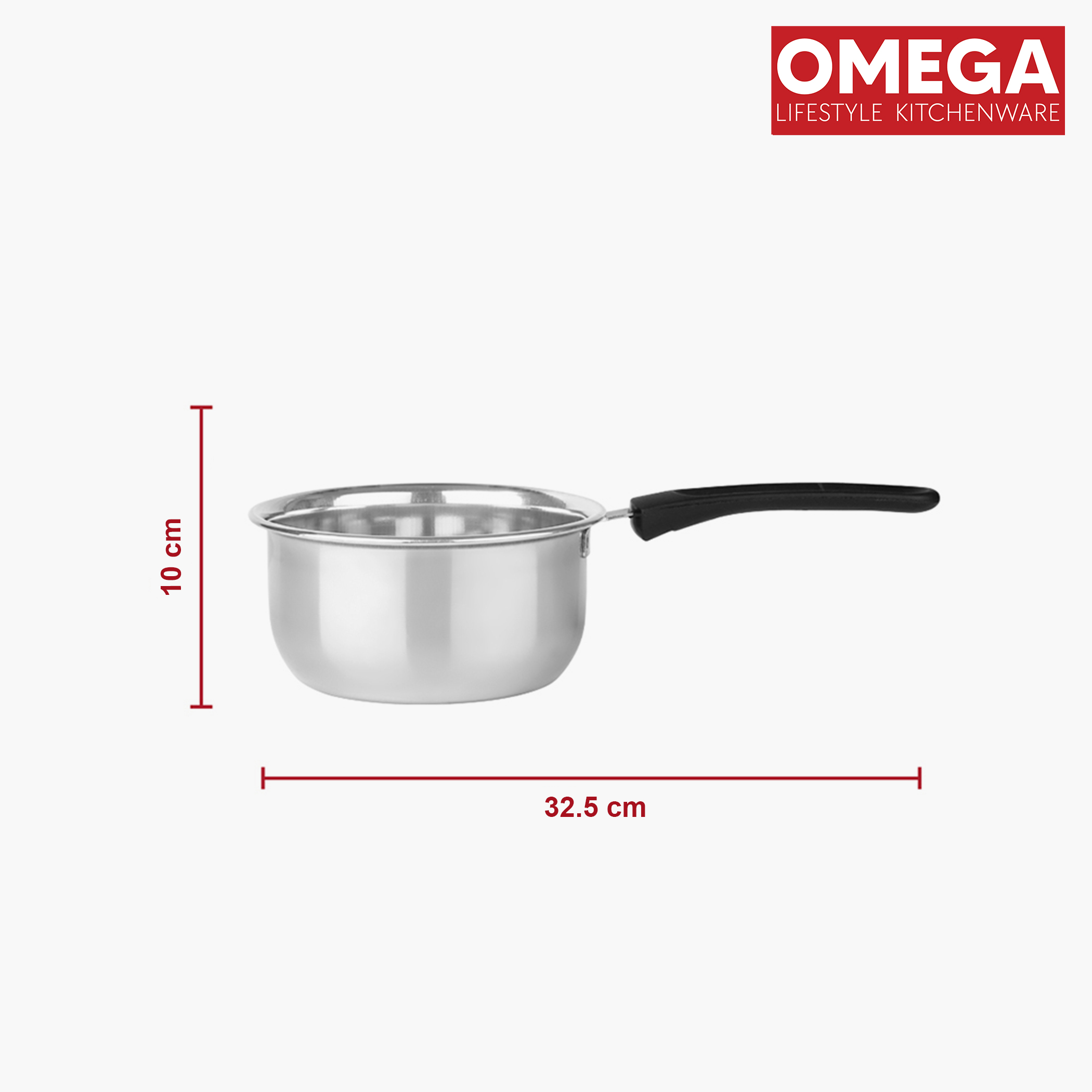 OMEGA 2Pcs Stainless Steel Flat Bottom Cookware Set in Silver
