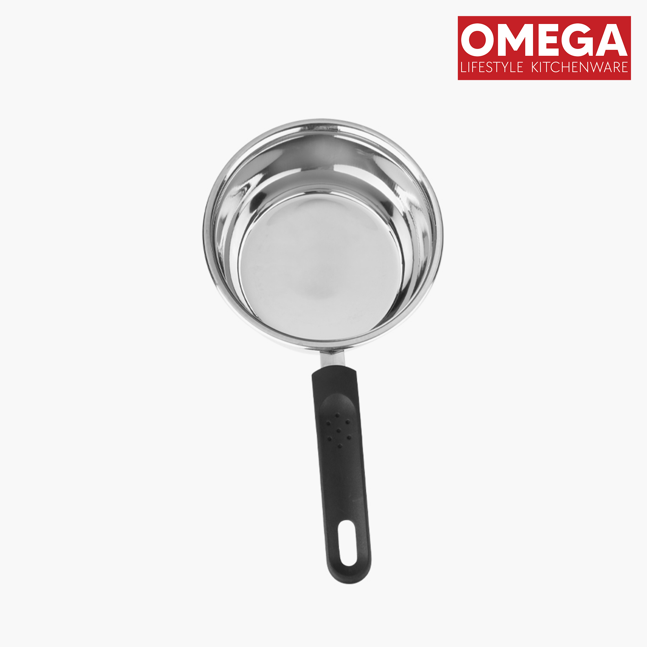 OMEGA 2Pcs Stainless Steel Flat Bottom Cookware Set in Silver