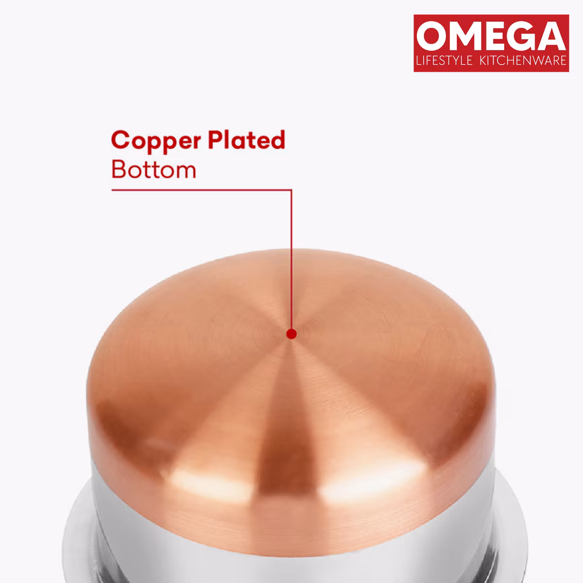 OMEGA 3Pcs Stainless Steel Copper Bottom Cookware Set in Silver