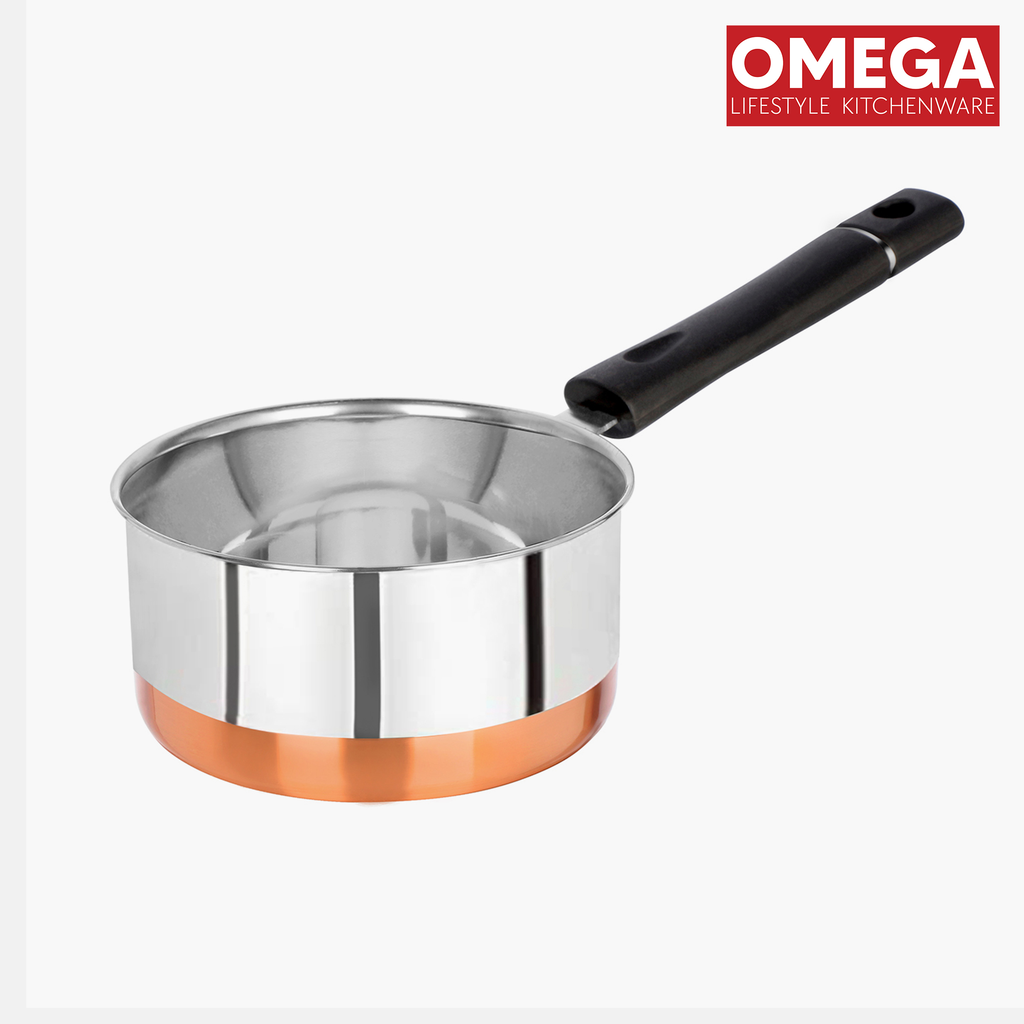 OMEGA 3Pcs Stainless Steel Copper Bottom Cookware Set in Silver