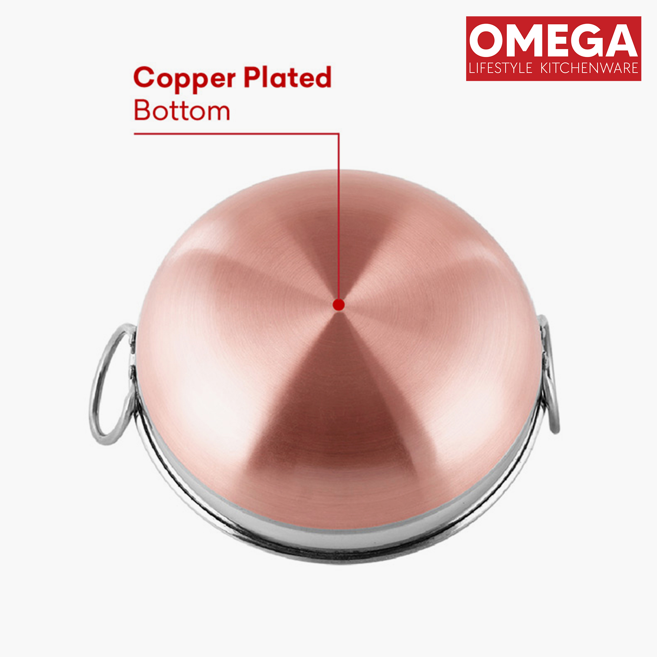 OMEGA 3Pcs Stainless Steel Copper Bottom Cookware Set in Silver
