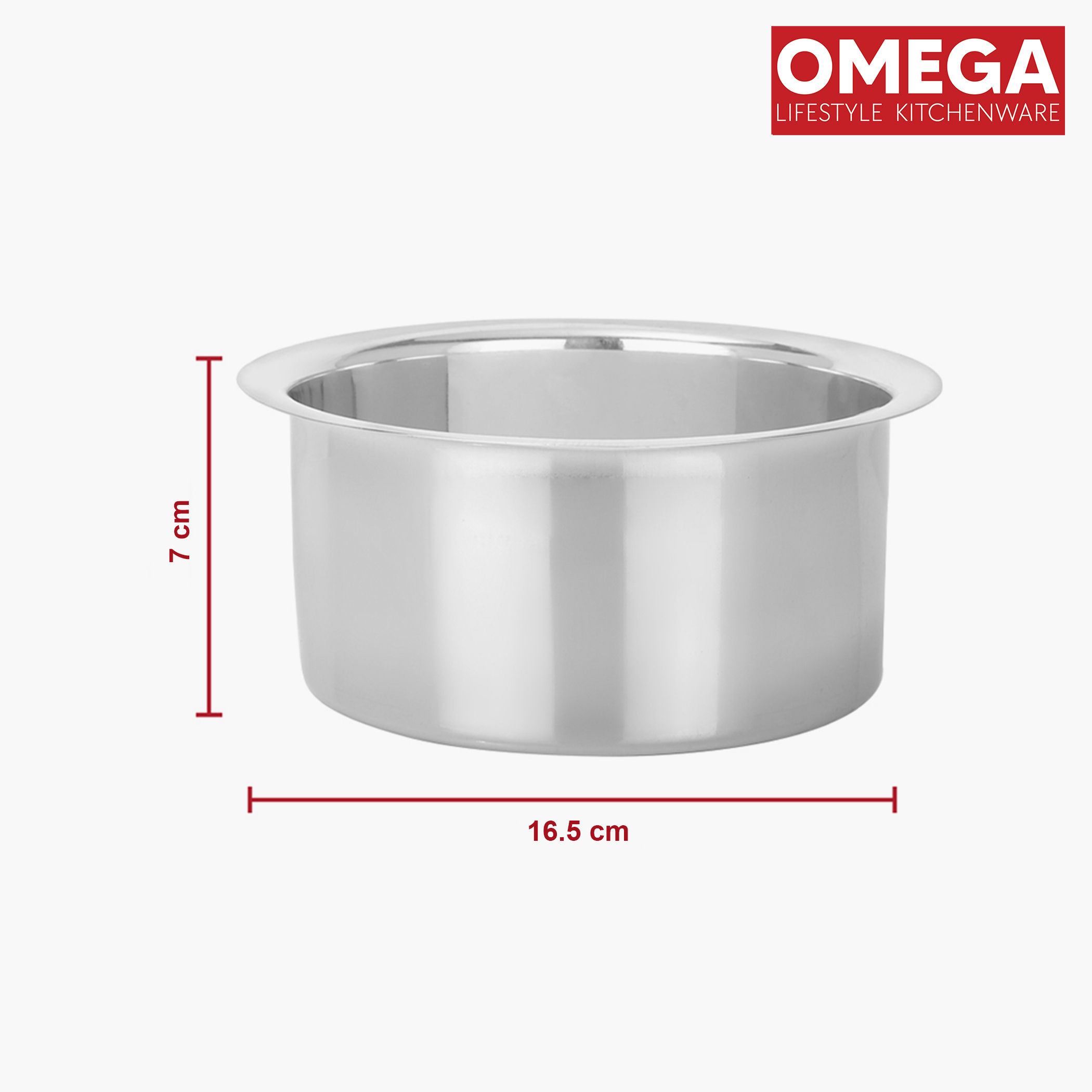 OMEGA 3Pcs Stainless Steel Flat Bottom Cookware Set in Silver