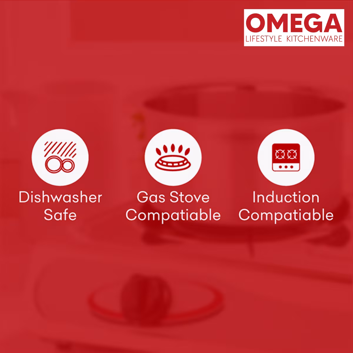 OMEGA 3Pcs Stainless Steel Flat Bottom Cookware Set in Silver