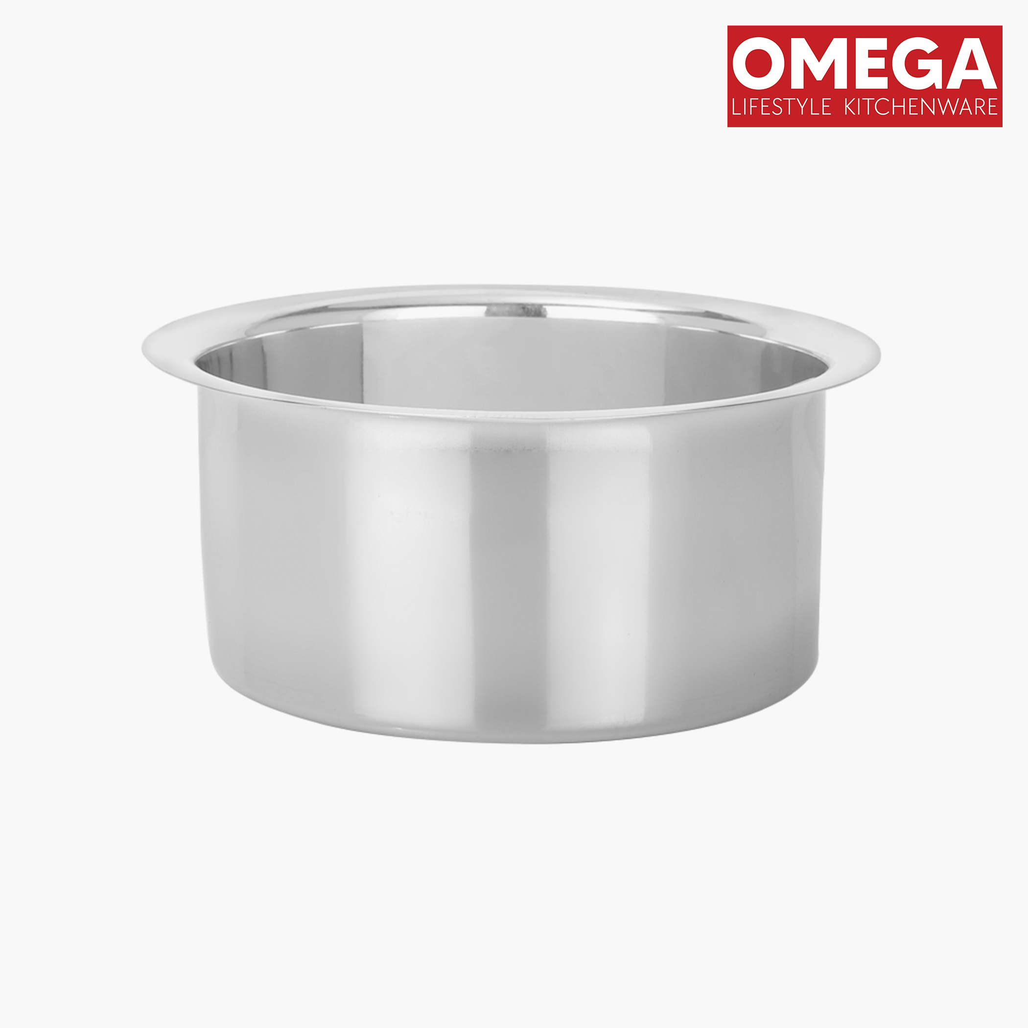 OMEGA 3Pcs Stainless Steel Flat Bottom Cookware Set in Silver