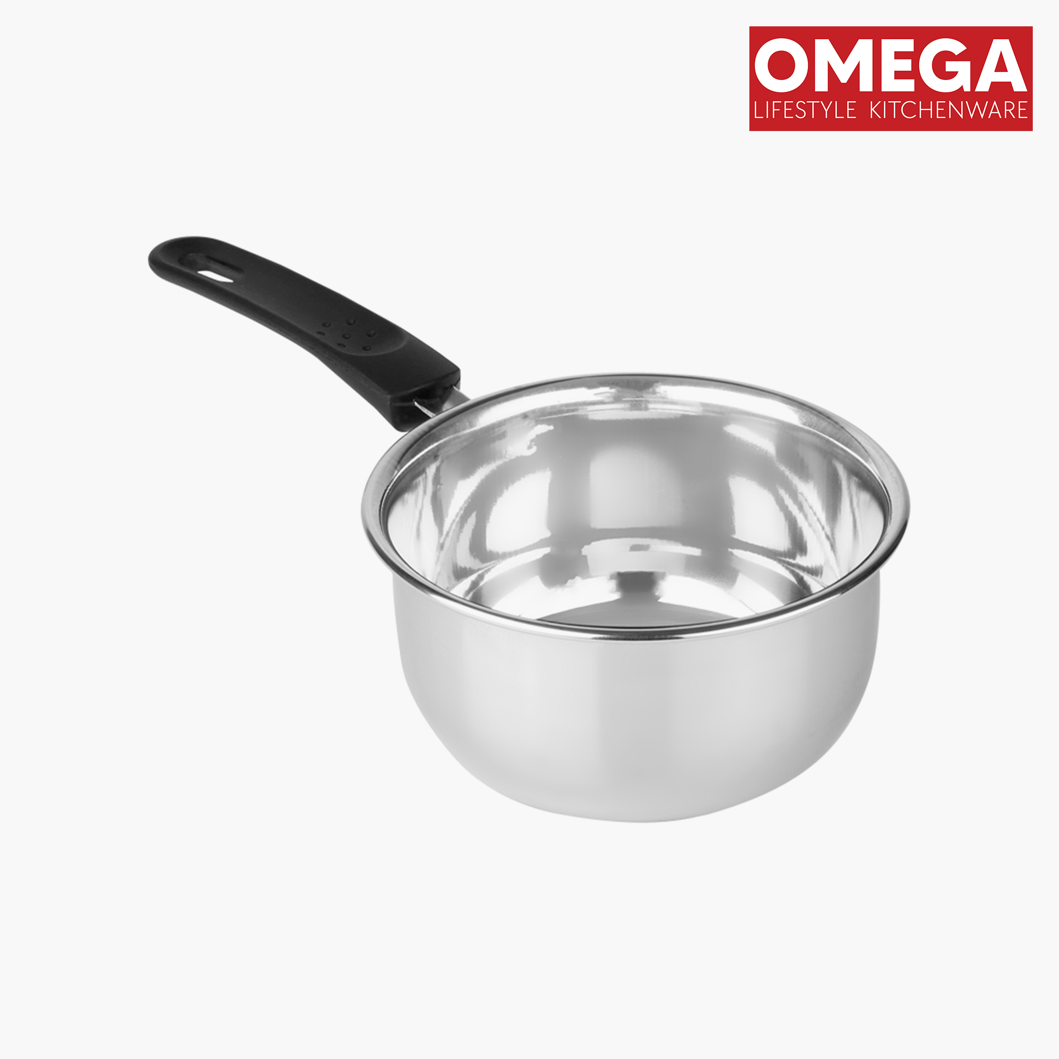 OMEGA 3Pcs Stainless Steel Flat Bottom Cookware Set in Silver