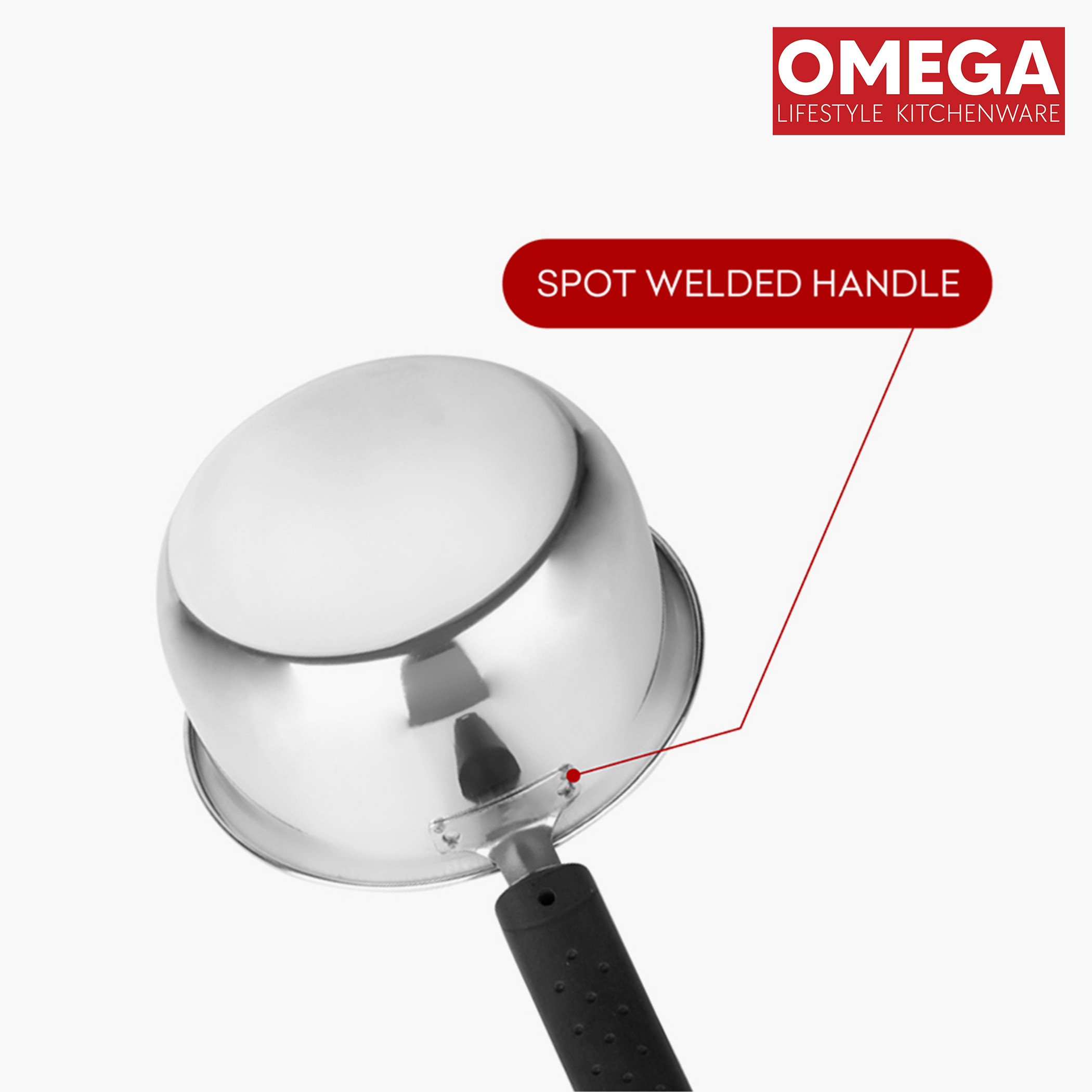 OMEGA 3Pcs Stainless Steel Flat Bottom Cookware Set in Silver