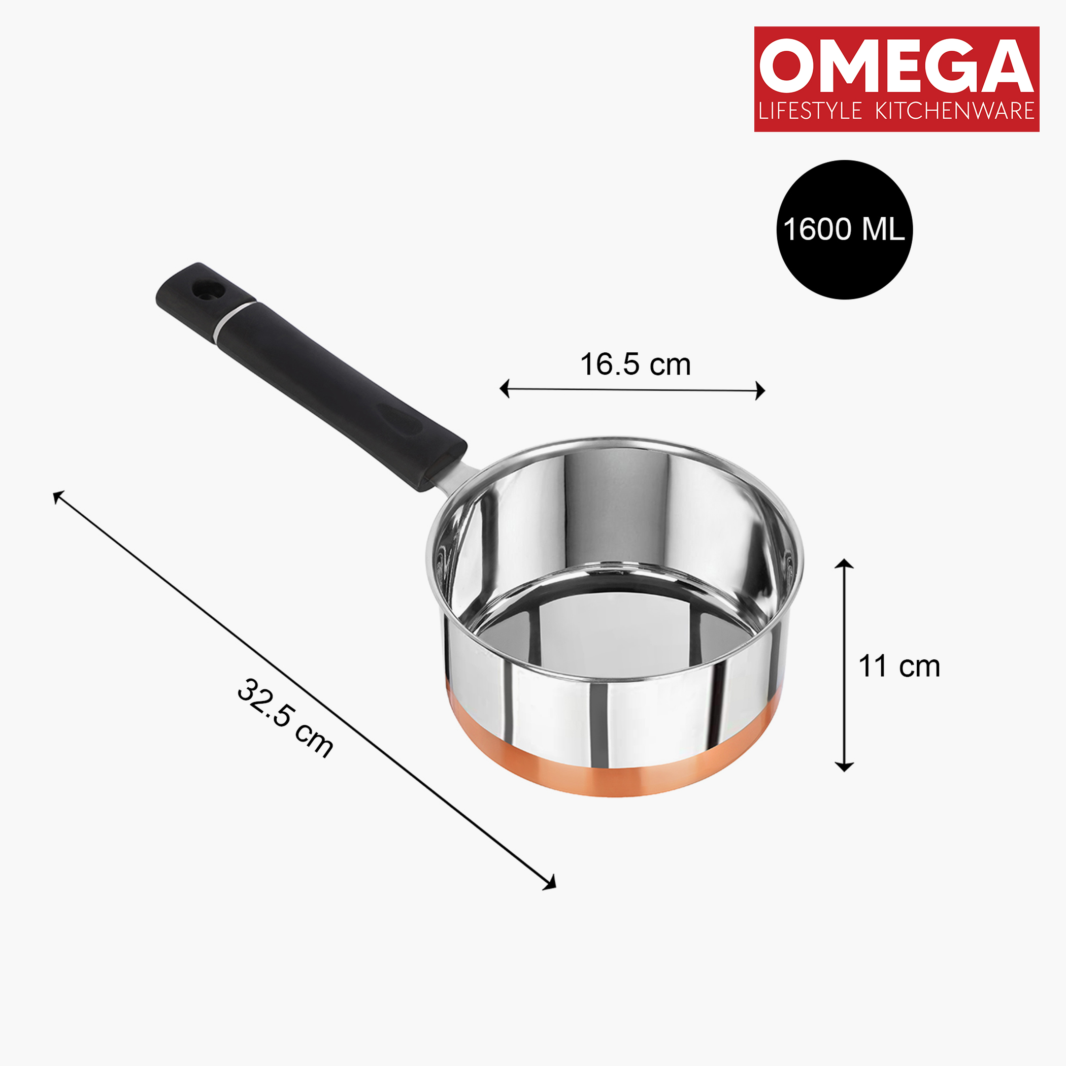 OMEGA 7Pcs Stainless Steel Copper Bottom Cookware Set in Silver